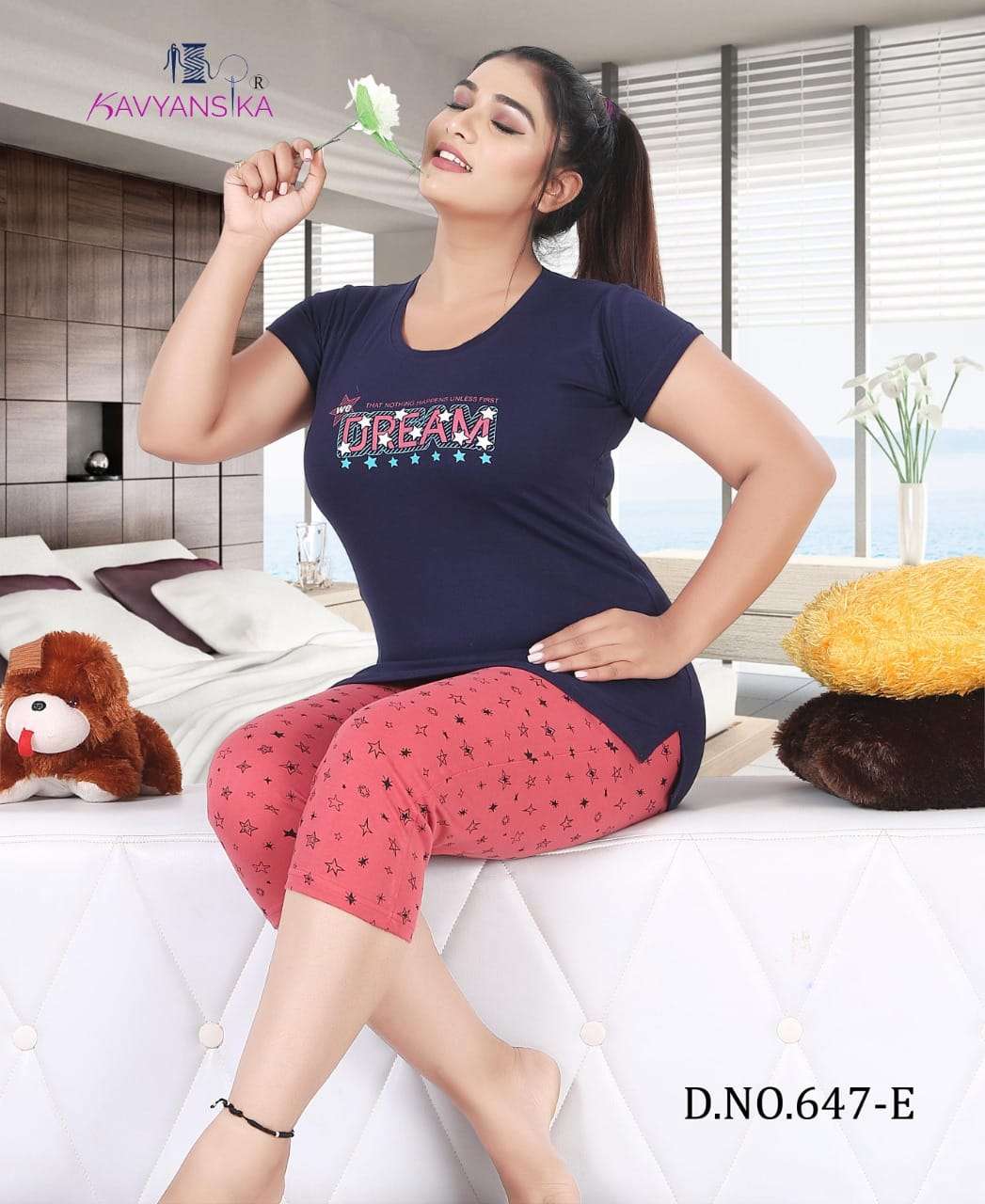 KAVYANSHIKA VOL-647 BY KAVYANSHIKA 647-A TO 647-F SERIES BEAUTIFUL STYLISH COLORFUL FANCY PARTY WEAR & ETHNIC WEAR & READY TO WEAR HOSIERY COTTON NIGHT SUITS AT WHOLESALE PRICE