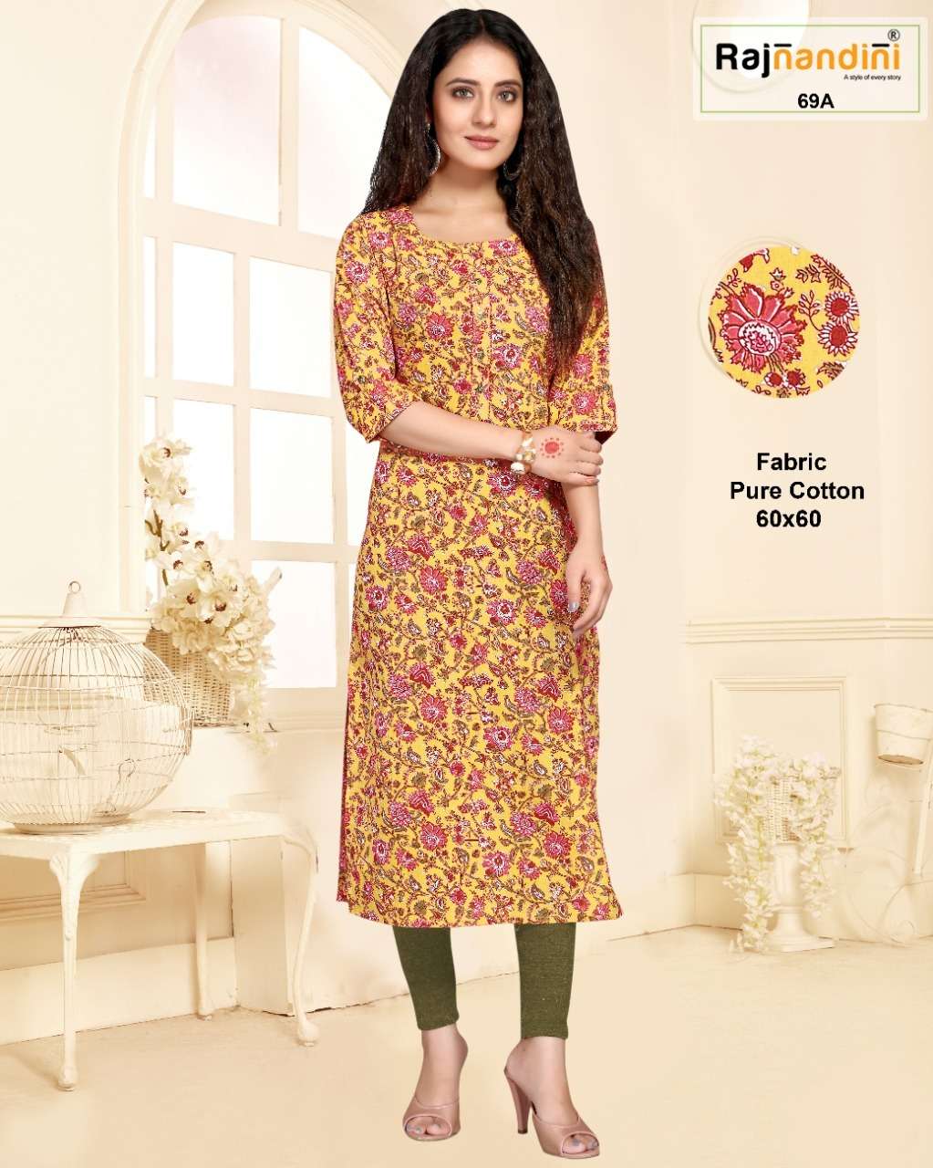 PRINT VOL-21 BY RAJNANDINI 69-A TO 69-D SERIES DESIGNER STYLISH FANCY COLORFUL BEAUTIFUL PARTY WEAR & ETHNIC WEAR COLLECTION PURE COTTON PRINT KURTIS AT WHOLESALE PRICE