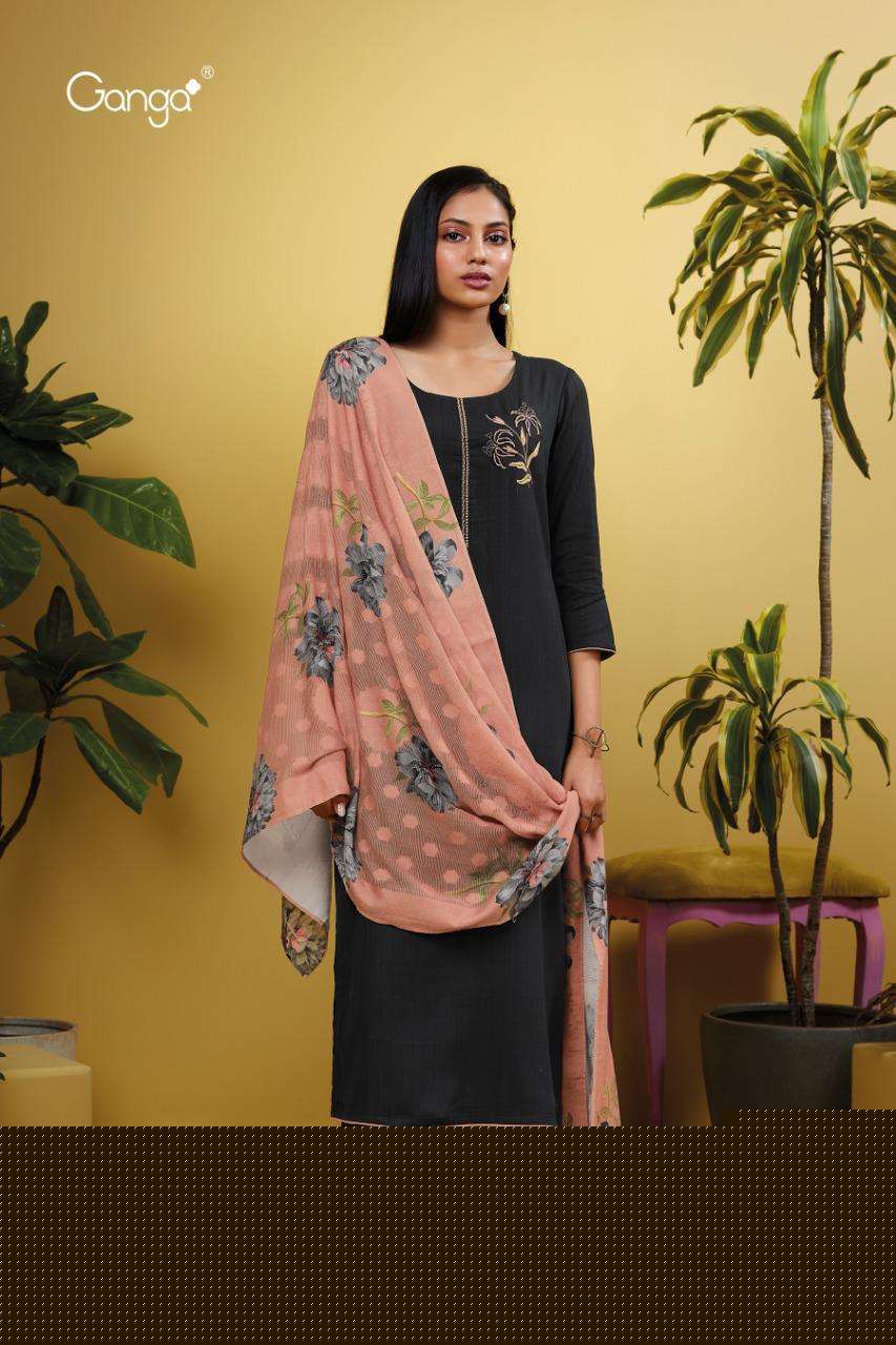 EMMA-489 BY GANGA FASHION 489-A TO 489-D SERIES BEAUTIFUL SUITS COLORFUL STYLISH FANCY CASUAL WEAR & ETHNIC WEAR PREMIUM COTTON PRINT WITH EMBROIDERY WORK DRESSES AT WHOLESALE PRICE