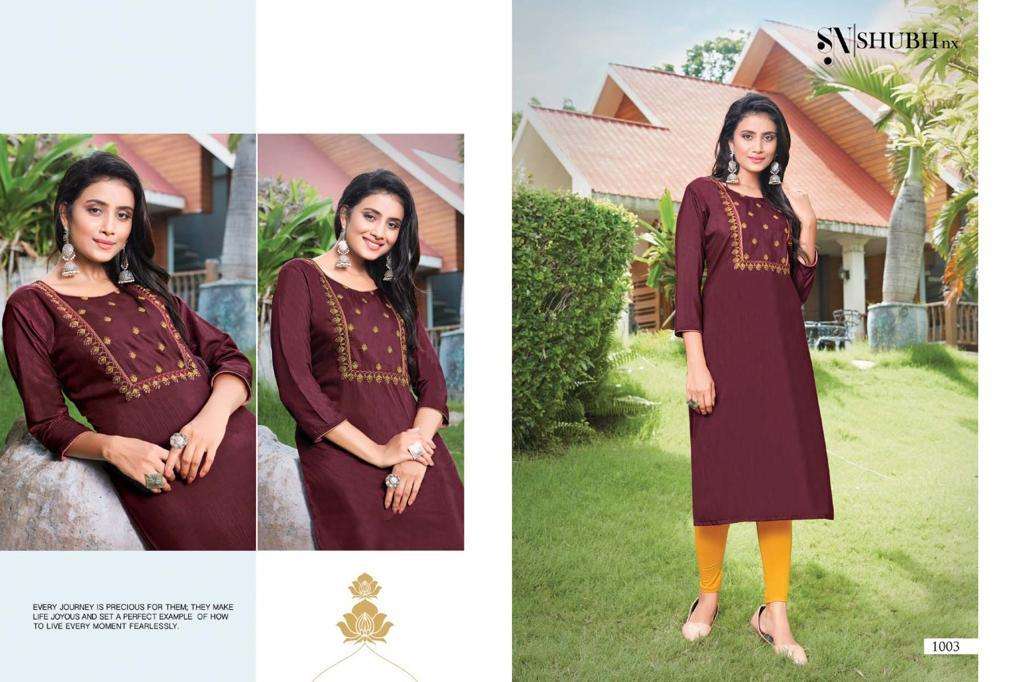NACH BALIYE VOL-2 BY SHUBH NX 1001 TO 1006 SERIES DESIGNER STYLISH FANCY COLORFUL BEAUTIFUL PARTY WEAR & ETHNIC WEAR COLLECTION VISCOSE SLUB EMBROIDERY KURTIS AT WHOLESALE PRICE