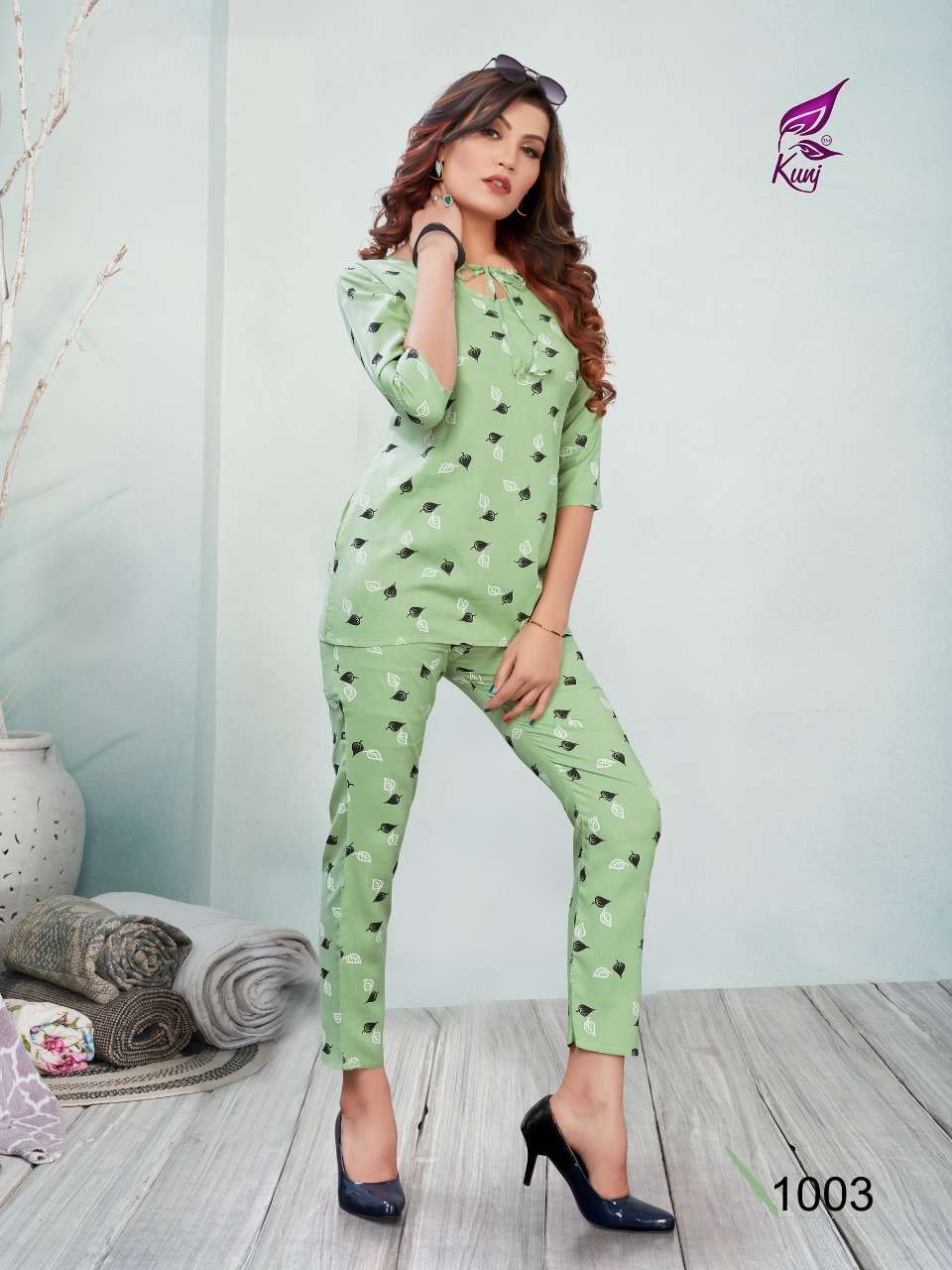 CASUAL VOL-1 BY KUNJ 1001 TO 1006 SERIES BEAUTIFUL STYLISH FANCY COLORFUL CASUAL WEAR & ETHNIC WEAR RAYON PRINT COTTON TOPS AND BOTTOM AT WHOLESALE PRICE