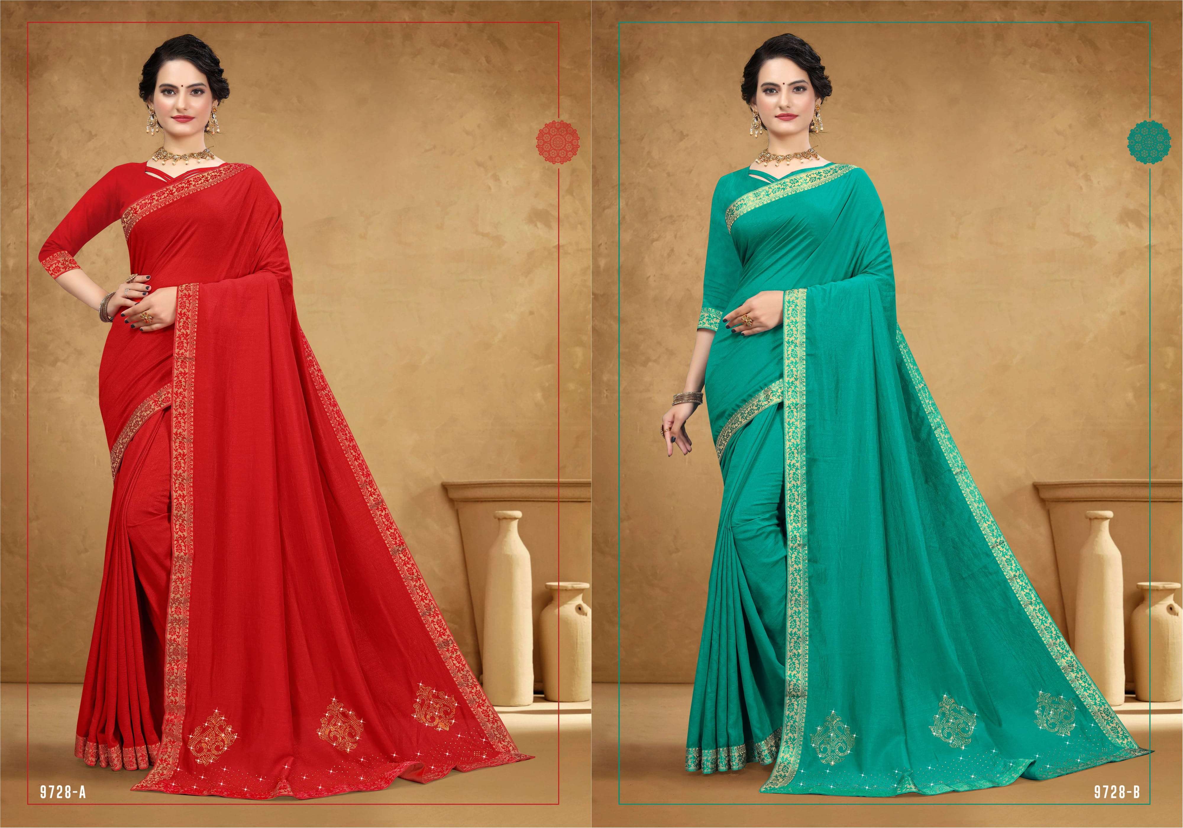 SON HALWA VOL-9 BY INDIAN WOMEN 9728-A TO 9728-H SERIES INDIAN TRADITIONAL WEAR COLLECTION BEAUTIFUL STYLISH FANCY COLORFUL PARTY WEAR & OCCASIONAL WEAR VICHITRA SAREES AT WHOLESALE PRICE