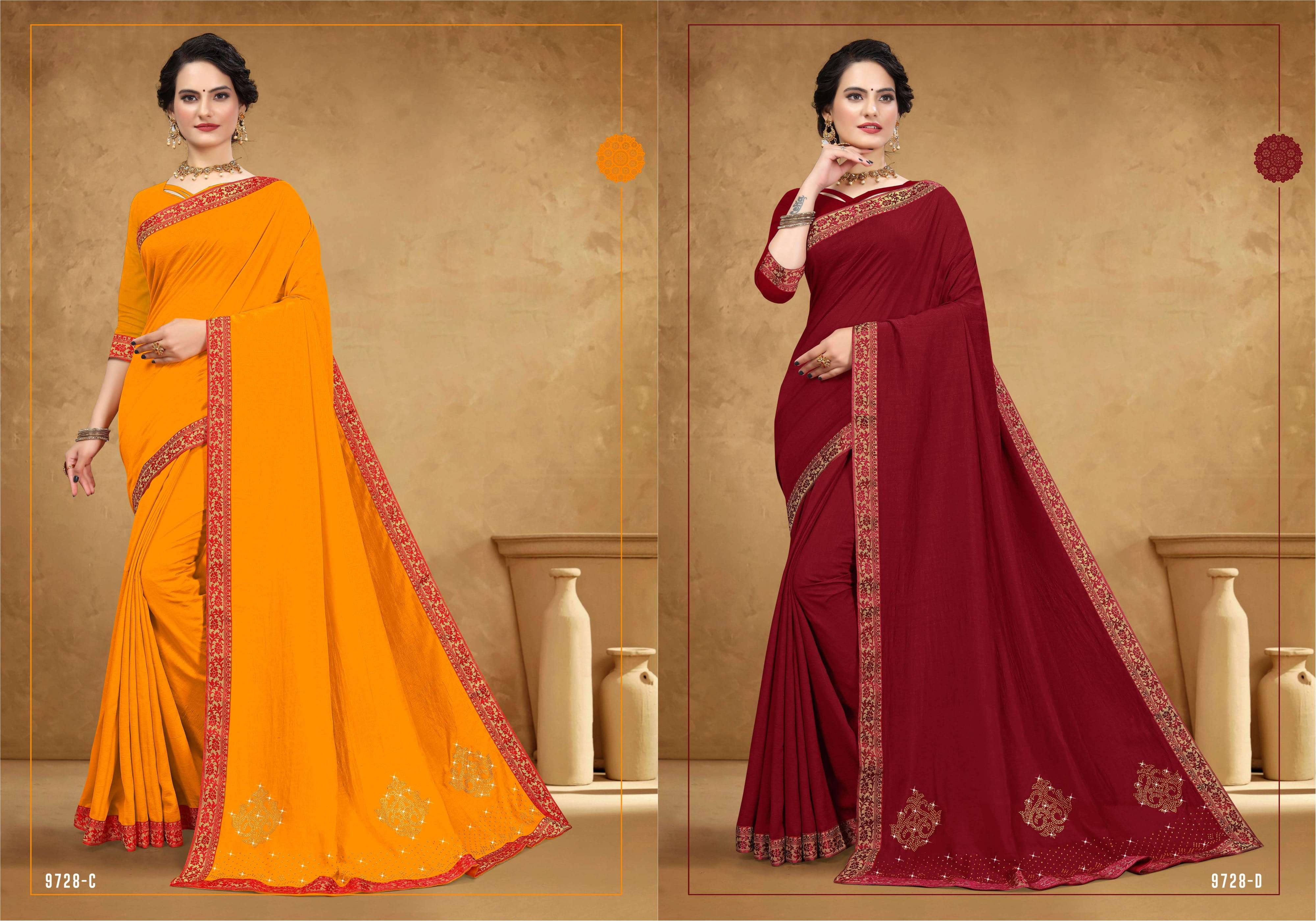 SON HALWA VOL-9 BY INDIAN WOMEN 9728-A TO 9728-H SERIES INDIAN TRADITIONAL WEAR COLLECTION BEAUTIFUL STYLISH FANCY COLORFUL PARTY WEAR & OCCASIONAL WEAR VICHITRA SAREES AT WHOLESALE PRICE