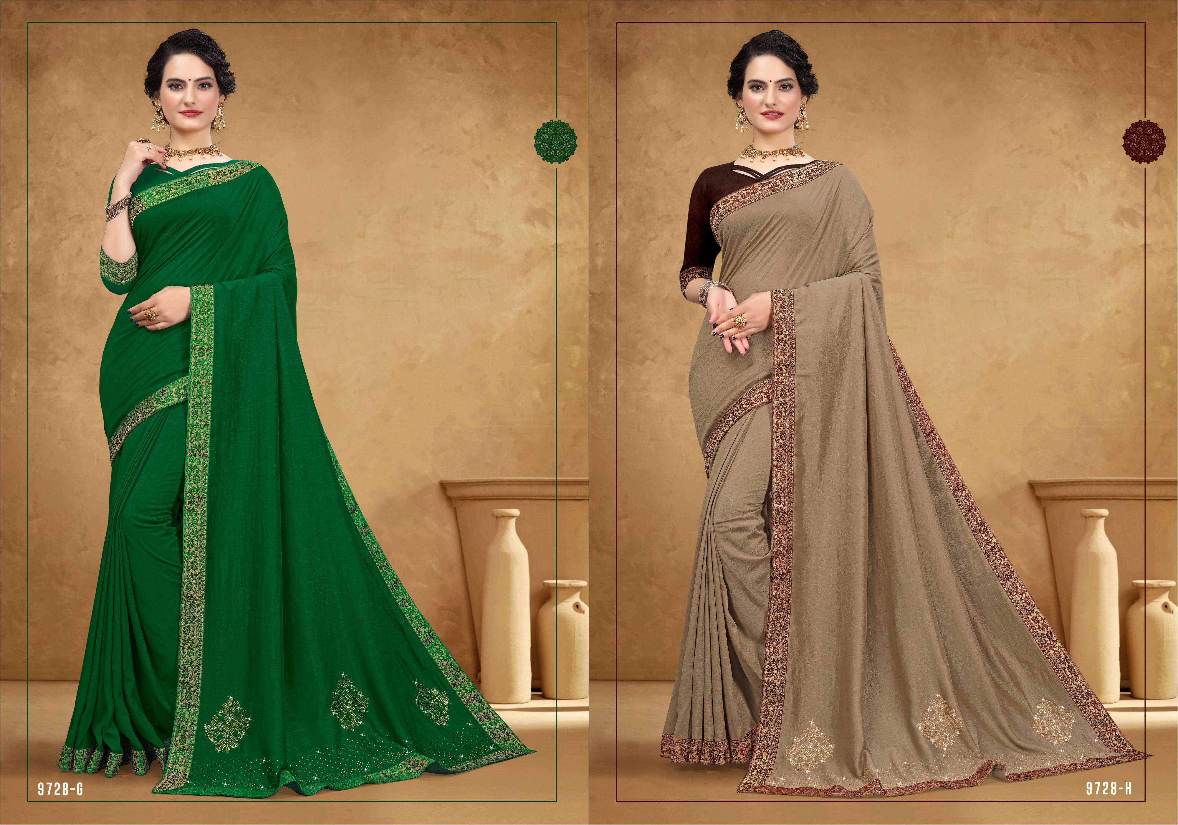 SON HALWA VOL-9 BY INDIAN WOMEN 9728-A TO 9728-H SERIES INDIAN TRADITIONAL WEAR COLLECTION BEAUTIFUL STYLISH FANCY COLORFUL PARTY WEAR & OCCASIONAL WEAR VICHITRA SAREES AT WHOLESALE PRICE