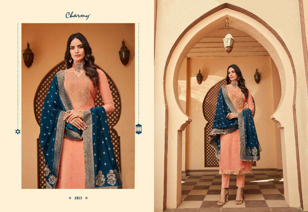 AARYA BY CHARMY 2811 TO 2816 SERIES BEAUTIFUL SUITS COLORFUL STYLISH FANCY CASUAL WEAR & ETHNIC WEAR SILK WEAVING JACQUARD DRESSES AT WHOLESALE PRICE