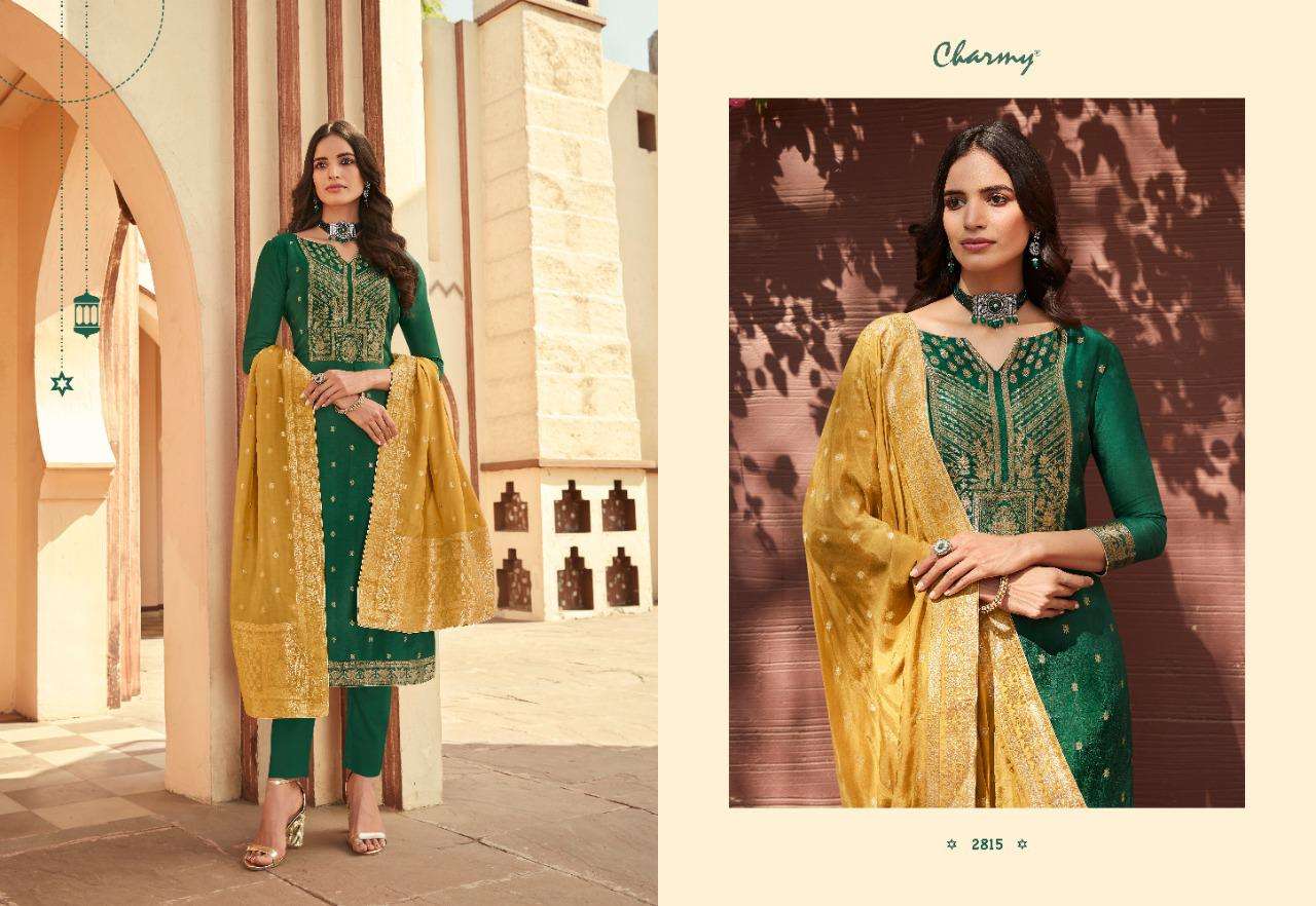 AARYA BY CHARMY 2811 TO 2816 SERIES BEAUTIFUL SUITS COLORFUL STYLISH FANCY CASUAL WEAR & ETHNIC WEAR SILK WEAVING JACQUARD DRESSES AT WHOLESALE PRICE