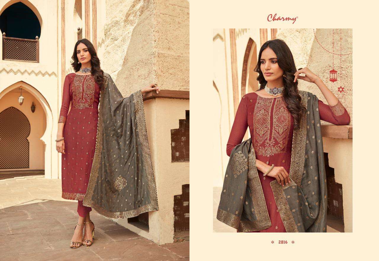 AARYA BY CHARMY 2811 TO 2816 SERIES BEAUTIFUL SUITS COLORFUL STYLISH FANCY CASUAL WEAR & ETHNIC WEAR SILK WEAVING JACQUARD DRESSES AT WHOLESALE PRICE