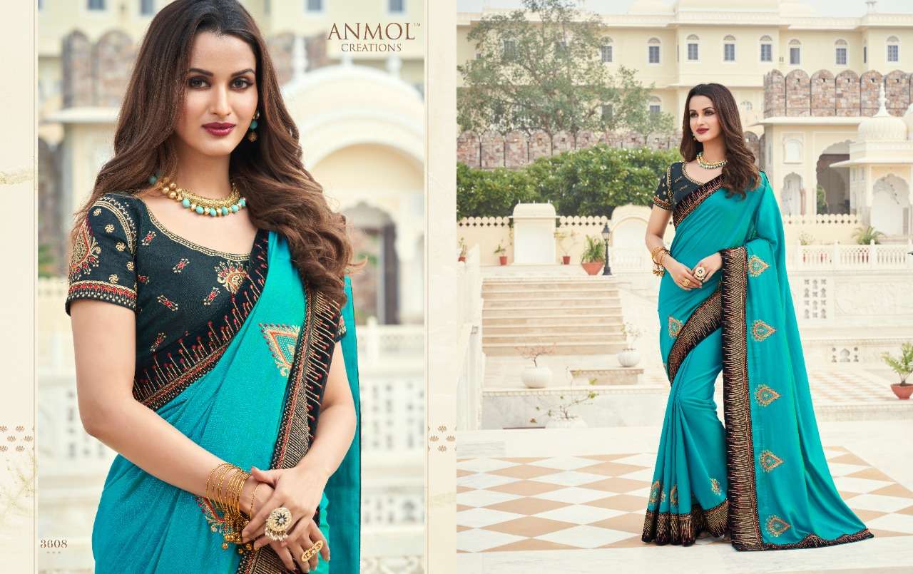 EKKAM BY ANMOL CREATION 3601 TO 3615 SERIES INDIAN TRADITIONAL WEAR COLLECTION BEAUTIFUL STYLISH FANCY COLORFUL PARTY WEAR & OCCASIONAL WEAR FANCY SAREES AT WHOLESALE PRICE