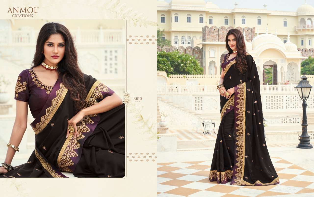 EKKAM BY ANMOL CREATION 3601 TO 3615 SERIES INDIAN TRADITIONAL WEAR COLLECTION BEAUTIFUL STYLISH FANCY COLORFUL PARTY WEAR & OCCASIONAL WEAR FANCY SAREES AT WHOLESALE PRICE