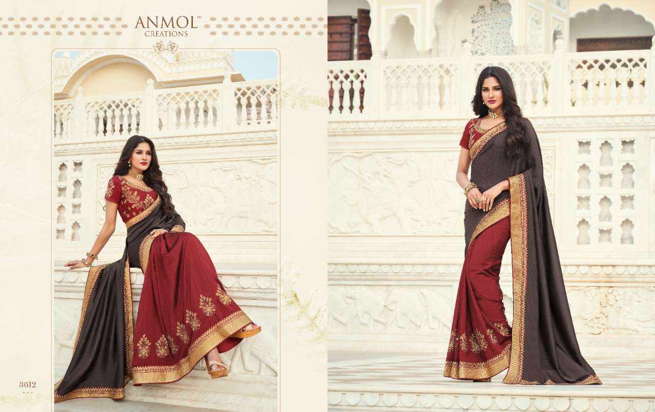 EKKAM BY ANMOL CREATION 3601 TO 3615 SERIES INDIAN TRADITIONAL WEAR COLLECTION BEAUTIFUL STYLISH FANCY COLORFUL PARTY WEAR & OCCASIONAL WEAR FANCY SAREES AT WHOLESALE PRICE