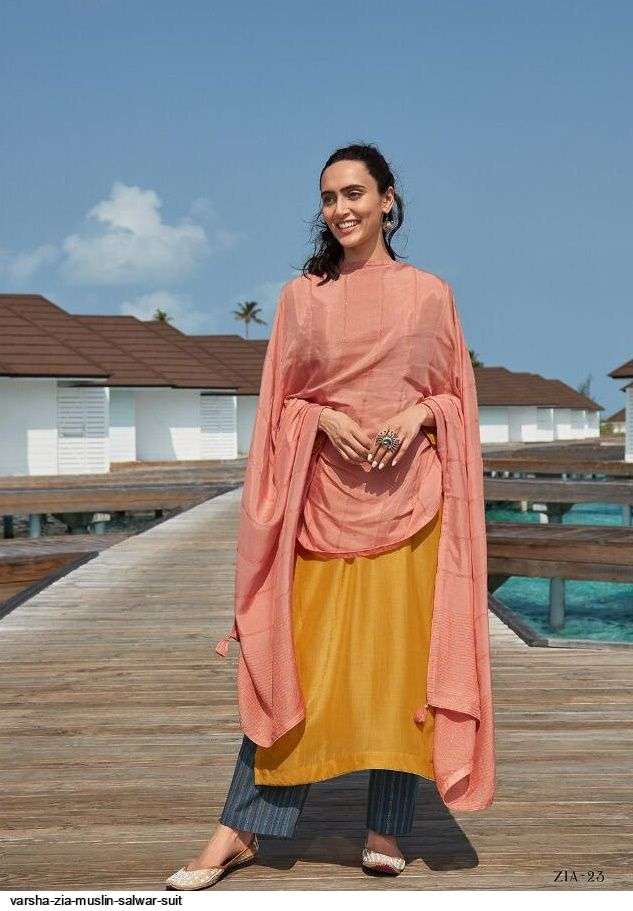 ZIA BY VARSHA FASHION 21 TO 26 SERIES BEAUTIFUL SUITS COLORFUL STYLISH FANCY CASUAL WEAR & ETHNIC WEAR MUSLIN EMBROIDERED DRESSES AT WHOLESALE PRICE