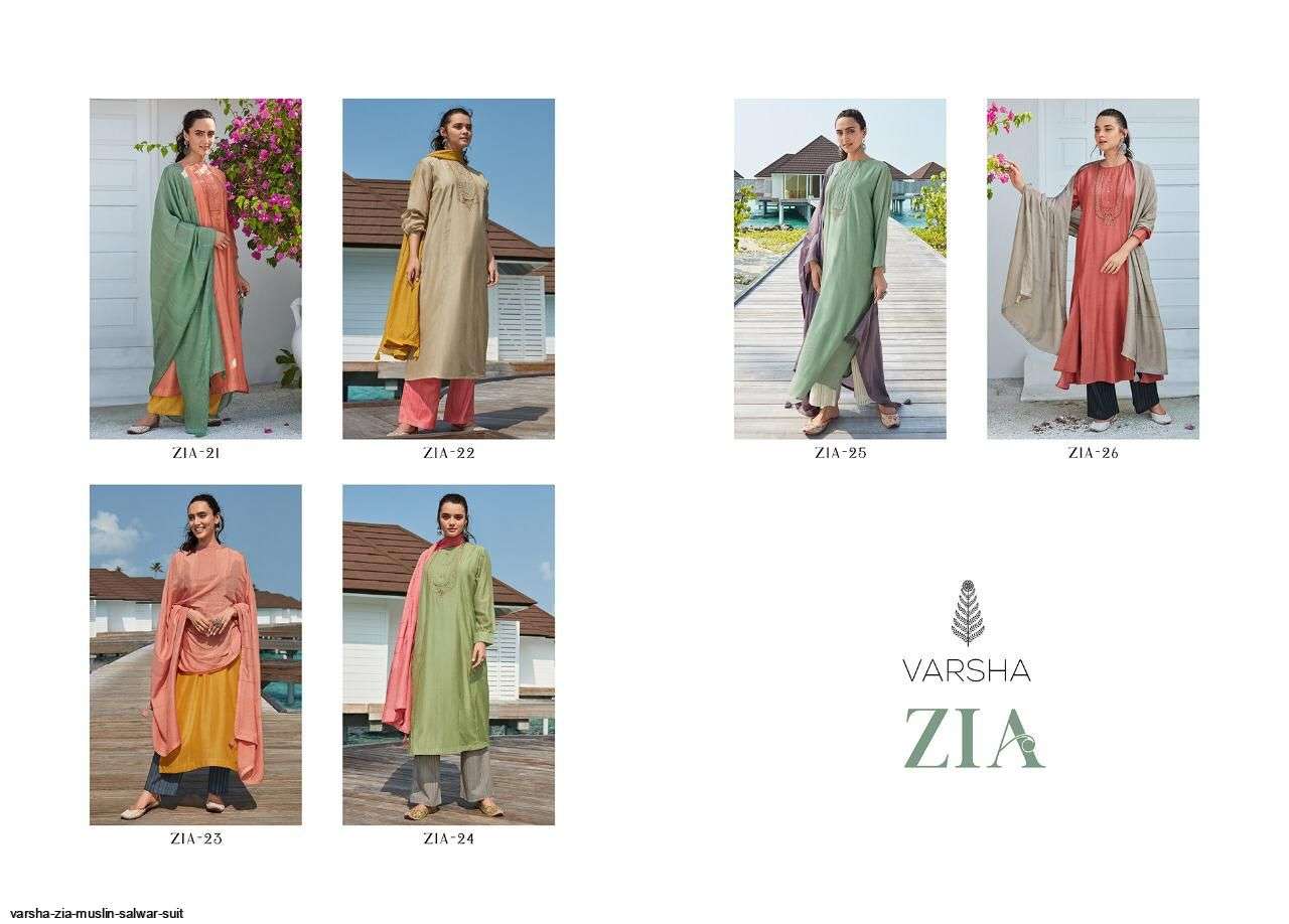 ZIA BY VARSHA FASHION 21 TO 26 SERIES BEAUTIFUL SUITS COLORFUL STYLISH FANCY CASUAL WEAR & ETHNIC WEAR MUSLIN EMBROIDERED DRESSES AT WHOLESALE PRICE