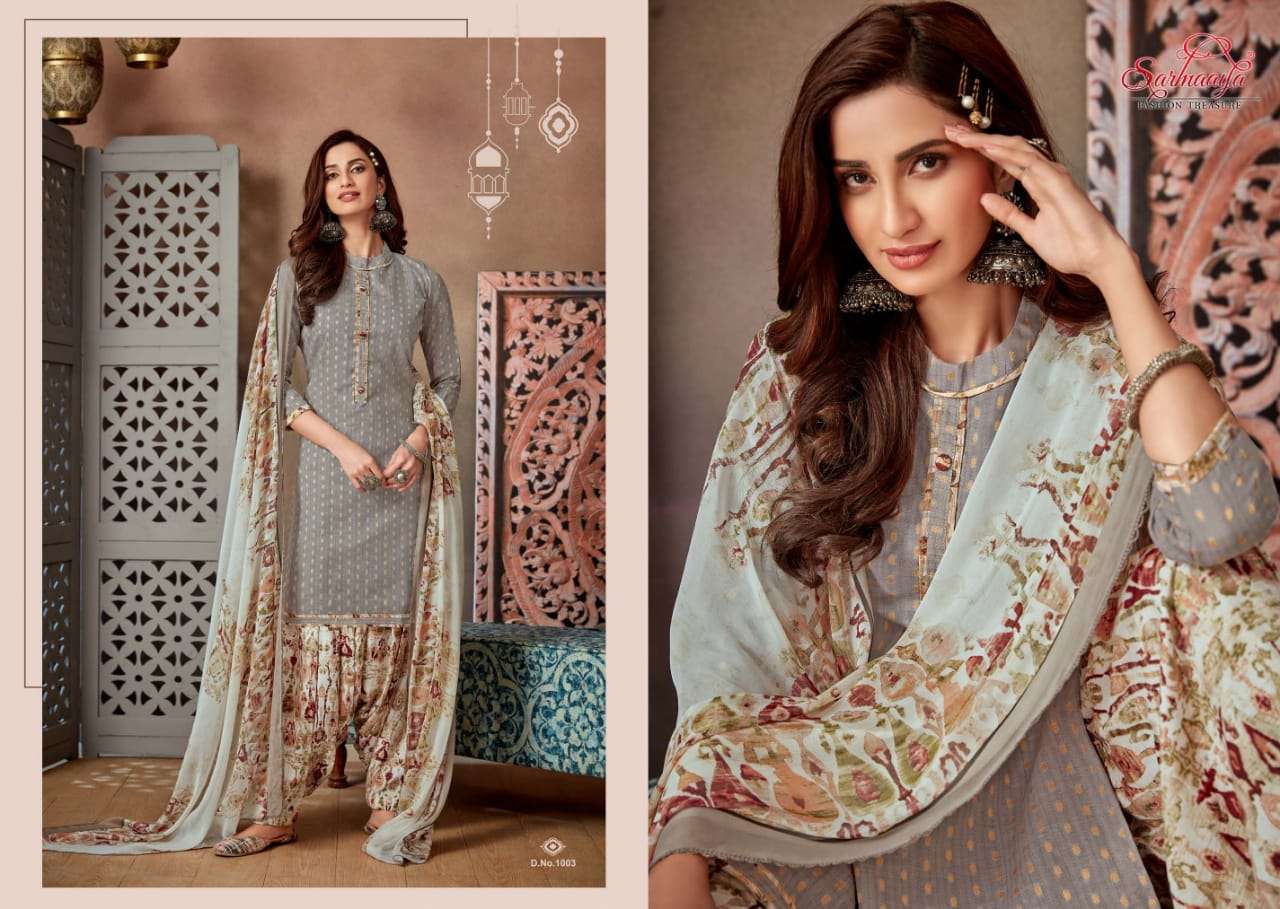 SAANCHI PATIYALA BY SARMAAYA 38001 TO 38008 SERIES BEAUTIFUL SUITS COLORFUL STYLISH FANCY CASUAL WEAR & ETHNIC WEAR PURE CAMBRIC COTTON WITH WORK DRESSES AT WHOLESALE PRICE
