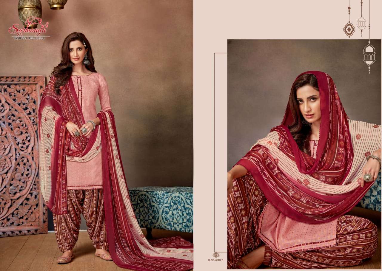 SAANCHI PATIYALA BY SARMAAYA 38001 TO 38008 SERIES BEAUTIFUL SUITS COLORFUL STYLISH FANCY CASUAL WEAR & ETHNIC WEAR PURE CAMBRIC COTTON WITH WORK DRESSES AT WHOLESALE PRICE