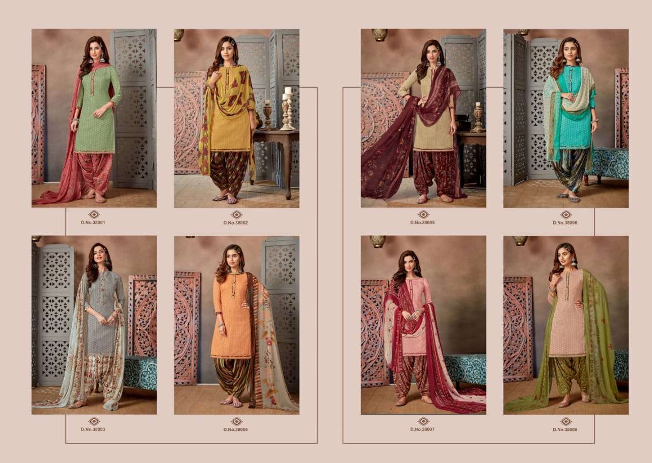 SAANCHI PATIYALA BY SARMAAYA 38001 TO 38008 SERIES BEAUTIFUL SUITS COLORFUL STYLISH FANCY CASUAL WEAR & ETHNIC WEAR PURE CAMBRIC COTTON WITH WORK DRESSES AT WHOLESALE PRICE