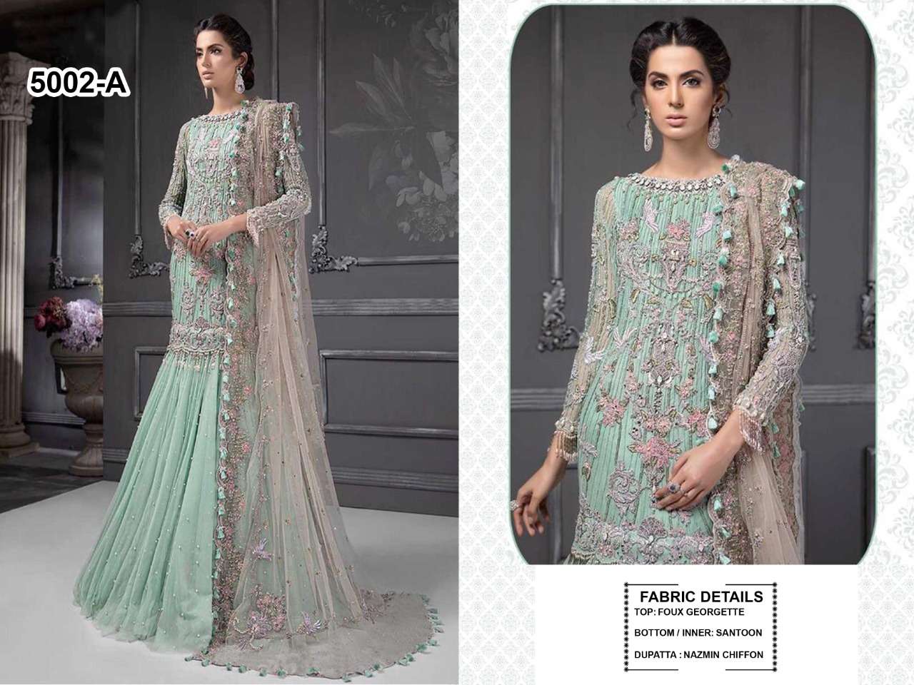 KHATUN FAB 5002 COLOURS BY KHATUN FAB DESIGNER FESTIVE PAKISTANI SUITS COLLECTION BEAUTIFUL STYLISH FANCY COLORFUL PARTY WEAR & OCCASIONAL WEAR BUTTERFLY NET EMBROIDERED DRESSES AT WHOLESALE PRICE