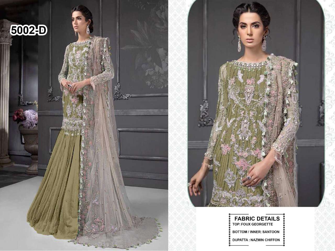 KHATUN FAB 5002 COLOURS BY KHATUN FAB DESIGNER FESTIVE PAKISTANI SUITS COLLECTION BEAUTIFUL STYLISH FANCY COLORFUL PARTY WEAR & OCCASIONAL WEAR BUTTERFLY NET EMBROIDERED DRESSES AT WHOLESALE PRICE