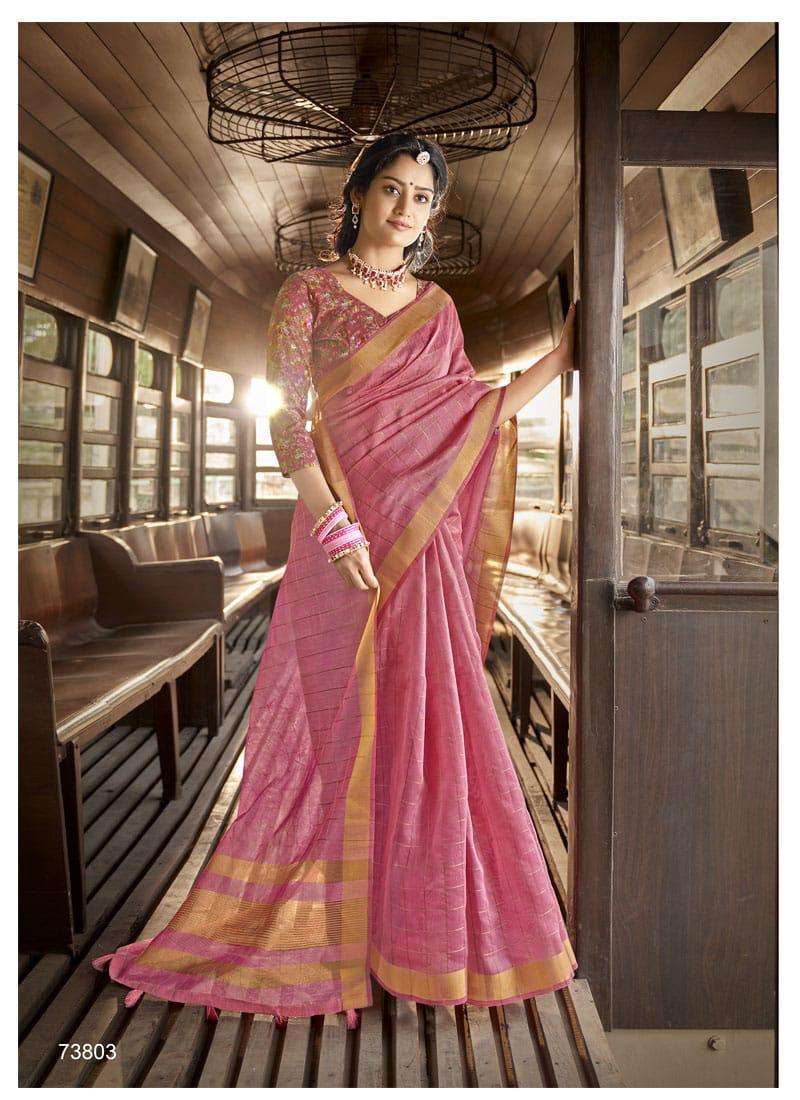 INDIAN BEAUTY BY LIFESTYLE 73801 TO 73806 SERIES INDIAN TRADITIONAL WEAR COLLECTION BEAUTIFUL STYLISH FANCY COLORFUL PARTY WEAR & OCCASIONAL WEAR COTTON JARI SAREES AT WHOLESALE PRICE