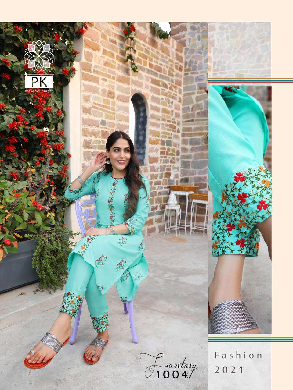 FASHION FANTASY VOL-1 NX BY PK 1001 TO 1005 SERIES BEAUTIFUL STYLISH FANCY COLORFUL CASUAL WEAR & ETHNIC WEAR HEAVY COTTON PRINT WITH WORK KURTIS WITH BOTTOM AT WHOLESALE PRICE