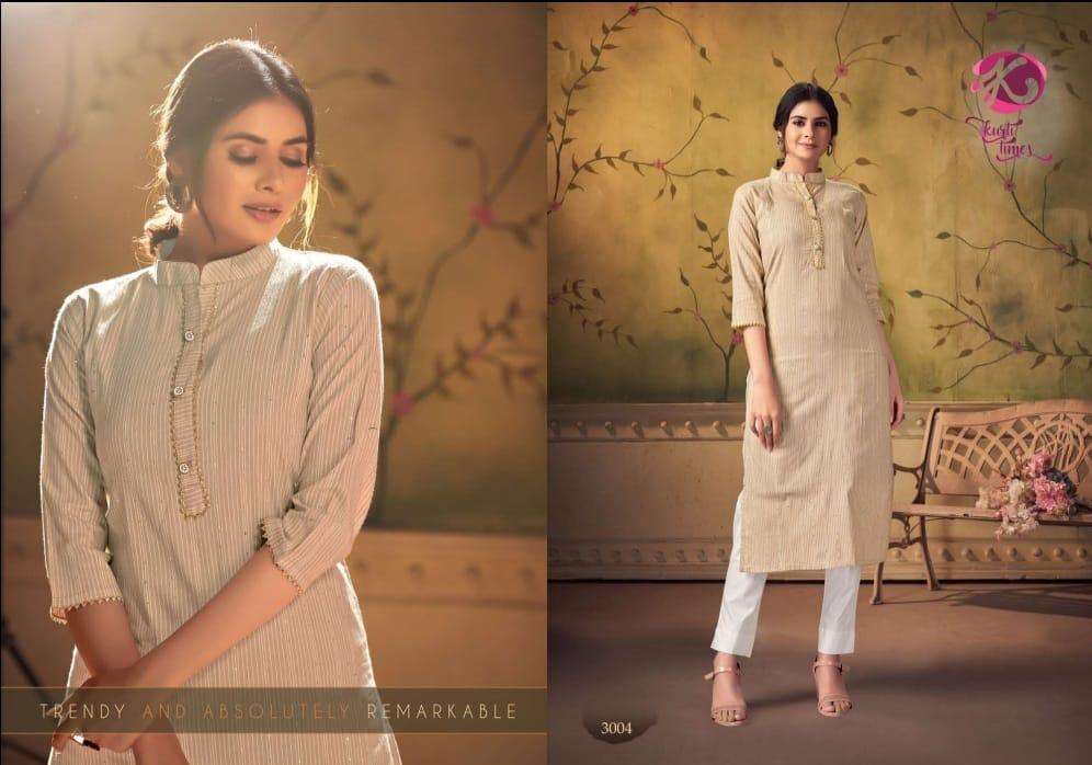 TULIP BY KURTI TIMES 3001 TO 3005 SERIES DESIGNER STYLISH FANCY COLORFUL BEAUTIFUL PARTY WEAR & ETHNIC WEAR COLLECTION COTTON EMBROIDERY KURTIS AT WHOLESALE PRICE