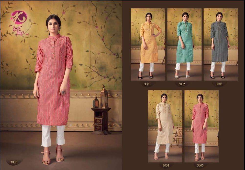 TULIP BY KURTI TIMES 3001 TO 3005 SERIES DESIGNER STYLISH FANCY COLORFUL BEAUTIFUL PARTY WEAR & ETHNIC WEAR COLLECTION COTTON EMBROIDERY KURTIS AT WHOLESALE PRICE