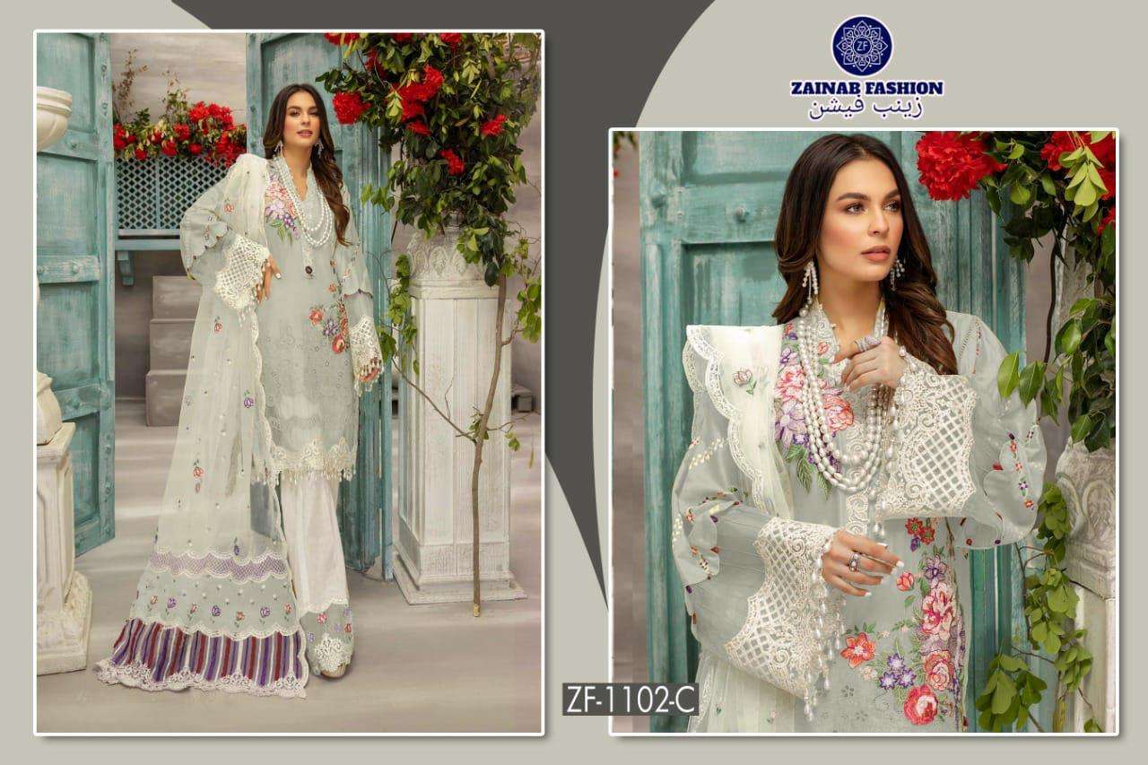 ZAINAB 1102 COLOURS BY ZAINAB FASHION 1102-B TO 1102-C SERIES DESIGNER PAKISTANI SUITS BEAUTIFUL FANCY STYLISH COLORFUL PARTY WEAR & OCCASIONAL WEAR HEAVY JAM SATIN COTTON WITH EMBROIDERY DRESSES AT WHOLESALE PRICE