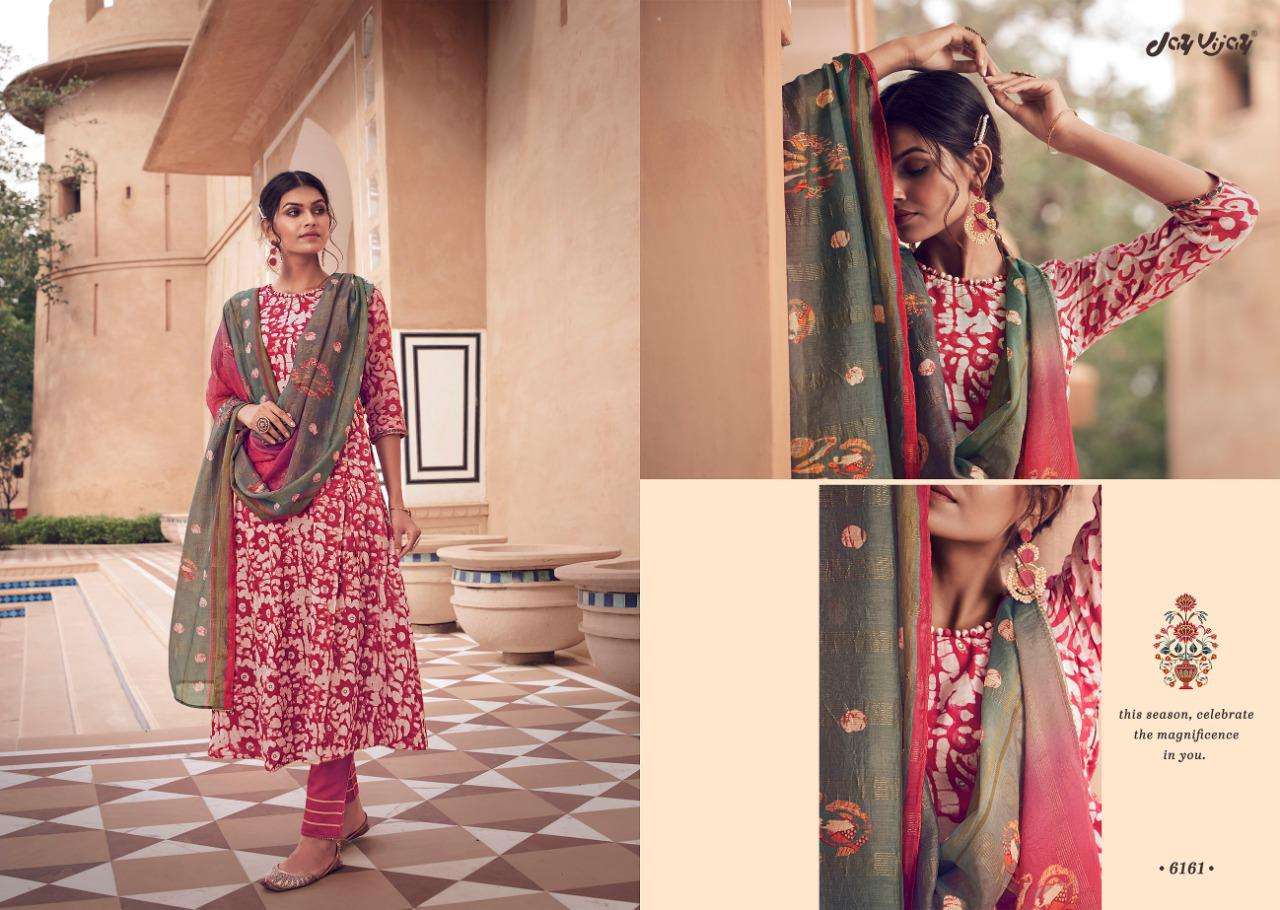 AMAYA BY JAY VIJAY PRINTS 6161 TO 6168 SERIES BEAUTIFUL SUITS COLORFUL STYLISH FANCY CASUAL WEAR & ETHNIC WEAR PURE JAM SATIN PRINT WITH WORK DRESSES AT WHOLESALE PRICE
