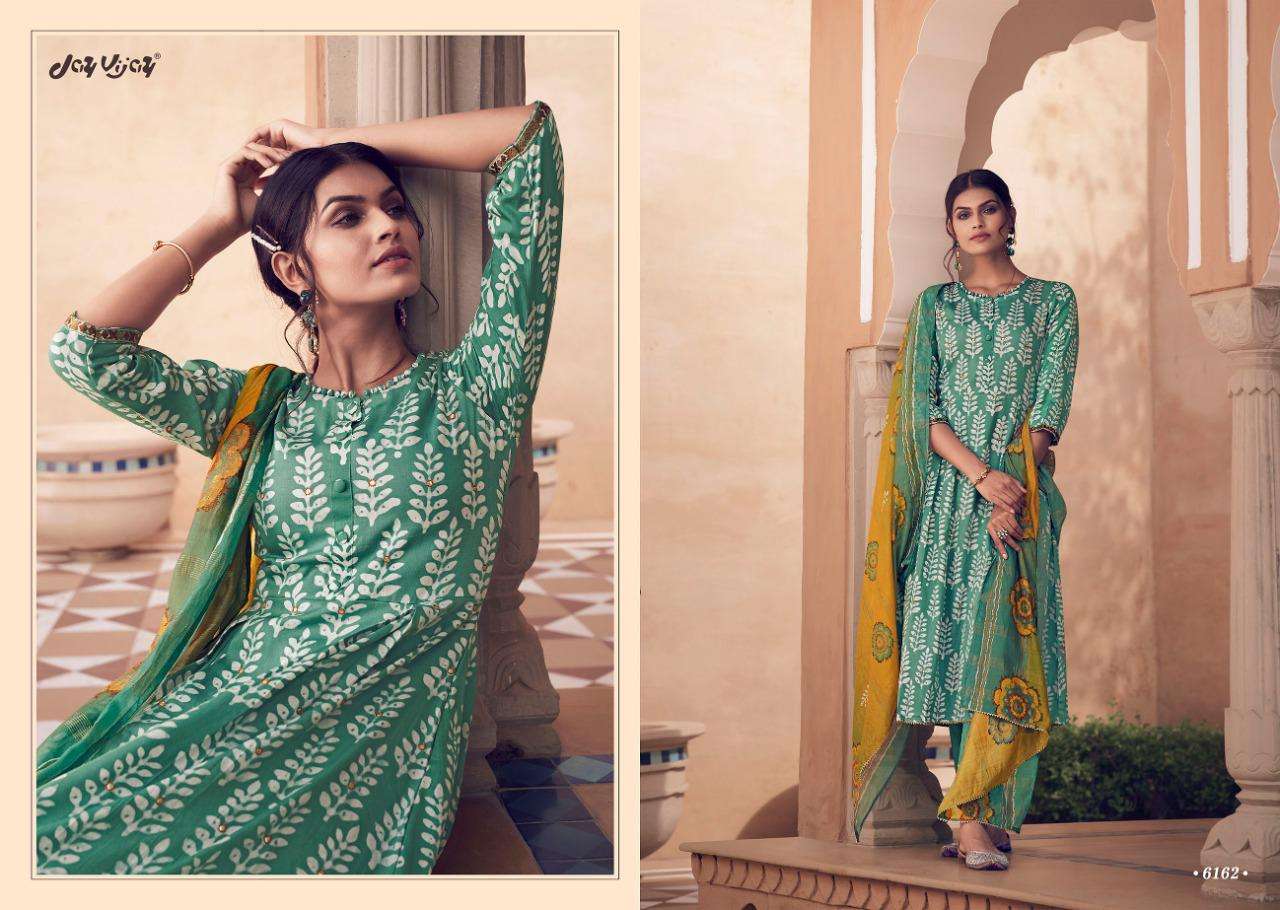 AMAYA BY JAY VIJAY PRINTS 6161 TO 6168 SERIES BEAUTIFUL SUITS COLORFUL STYLISH FANCY CASUAL WEAR & ETHNIC WEAR PURE JAM SATIN PRINT WITH WORK DRESSES AT WHOLESALE PRICE