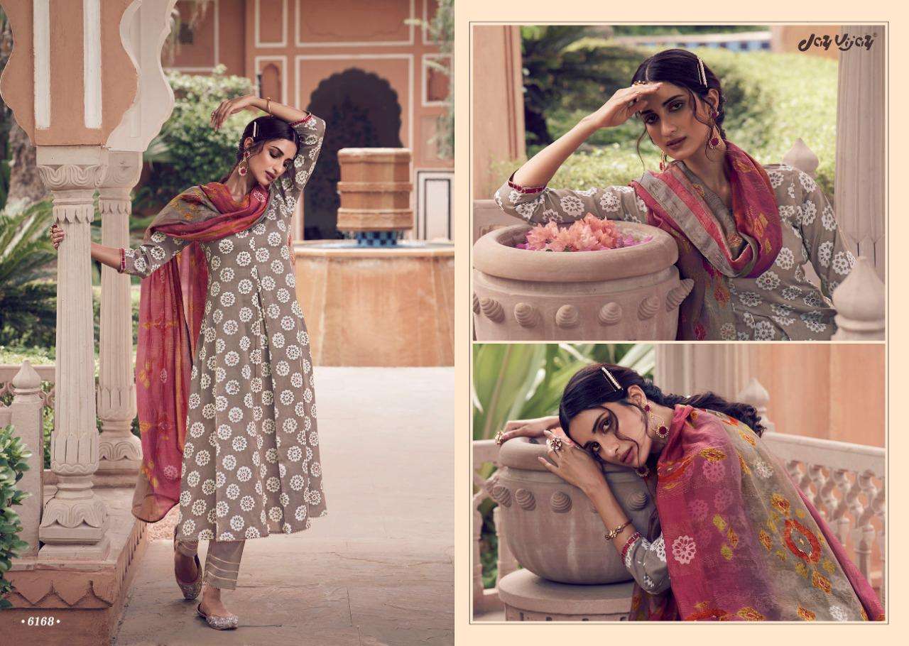 AMAYA BY JAY VIJAY PRINTS 6161 TO 6168 SERIES BEAUTIFUL SUITS COLORFUL STYLISH FANCY CASUAL WEAR & ETHNIC WEAR PURE JAM SATIN PRINT WITH WORK DRESSES AT WHOLESALE PRICE