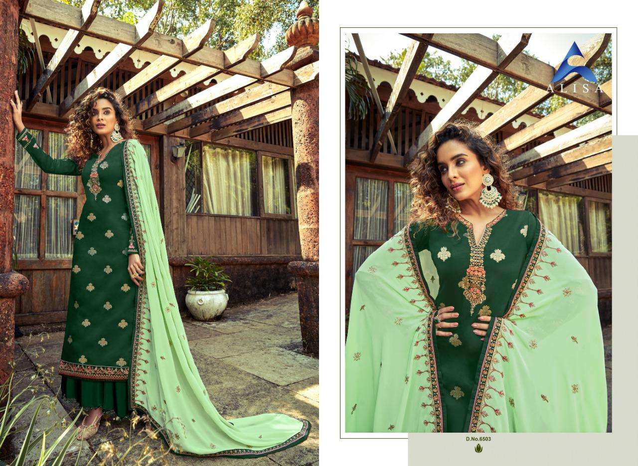 ROHA BY ALISA 6501 TO 6506 SERIES BEAUTIFUL STYLISH SHARARA SUITS FANCY COLORFUL CASUAL WEAR & ETHNIC WEAR & READY TO WEAR SILK JACQUARD DRESSES AT WHOLESALE PRICE