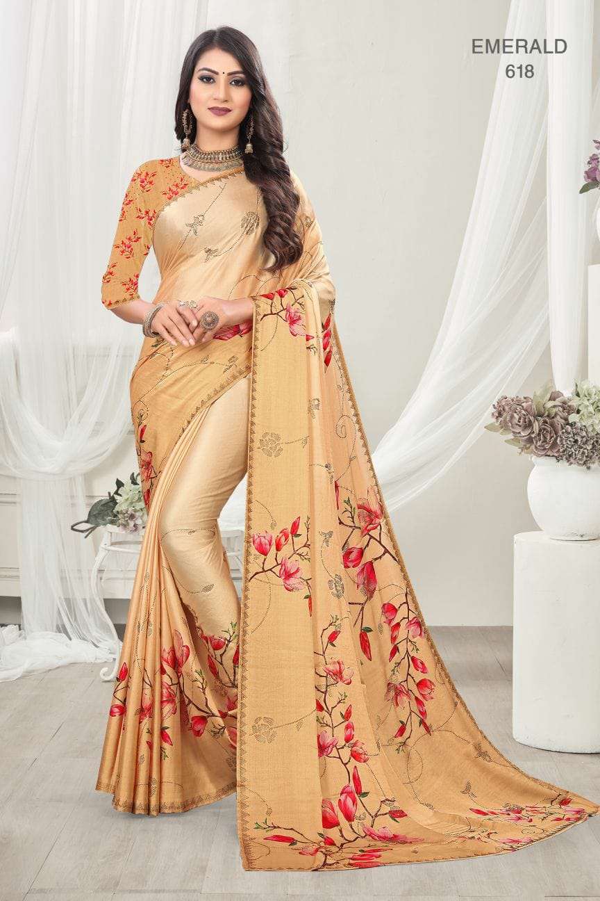 EMERALD BY BELA FASHION INDIAN TRADITIONAL WEAR COLLECTION BEAUTIFUL STYLISH FANCY COLORFUL PARTY WEAR & OCCASIONAL WEAR SATIN SAREES AT WHOLESALE PRICE
