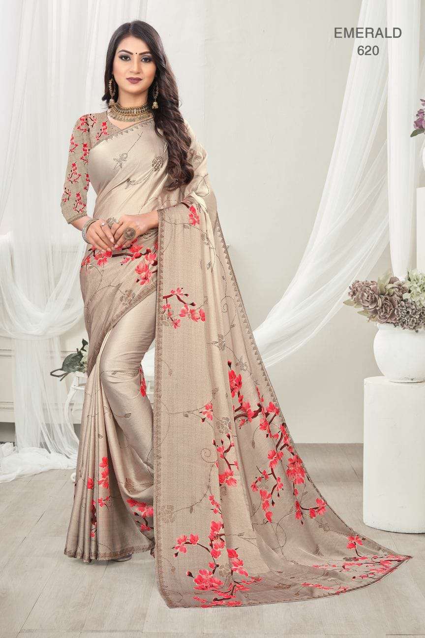 EMERALD BY BELA FASHION INDIAN TRADITIONAL WEAR COLLECTION BEAUTIFUL STYLISH FANCY COLORFUL PARTY WEAR & OCCASIONAL WEAR SATIN SAREES AT WHOLESALE PRICE