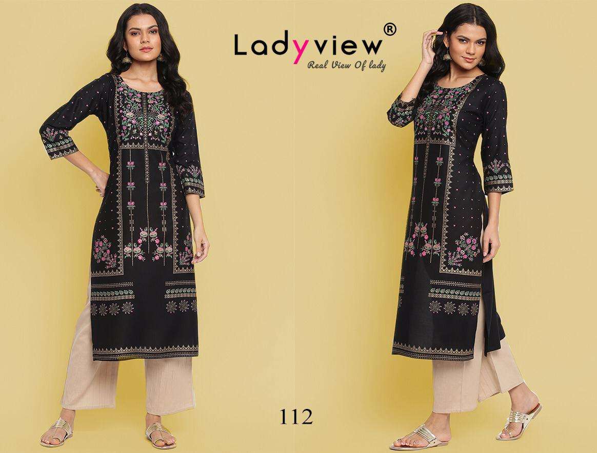 GOLD VOL-1 BY LADY VIEW 110 TO 113 SERIES DESIGNER STYLISH FANCY COLORFUL BEAUTIFUL PARTY WEAR & ETHNIC WEAR COLLECTION RAYON PRINT KURTIS AT WHOLESALE PRICE