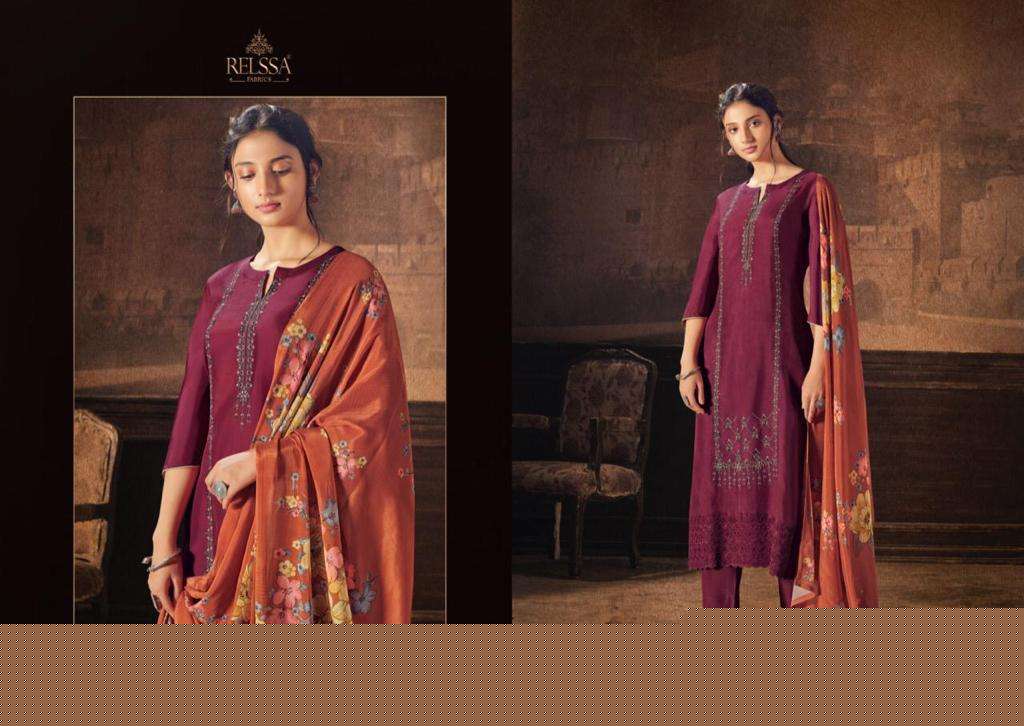 KASAUTI 11001 SERIES BY RELSSA FABRICS 11001 TO 11006 SERIES BEAUTIFUL SUITS COLORFUL STYLISH FANCY CASUAL WEAR & ETHNIC WEAR RUSSIAN SILK EMBROIDERED DRESSES AT WHOLESALE PRICE