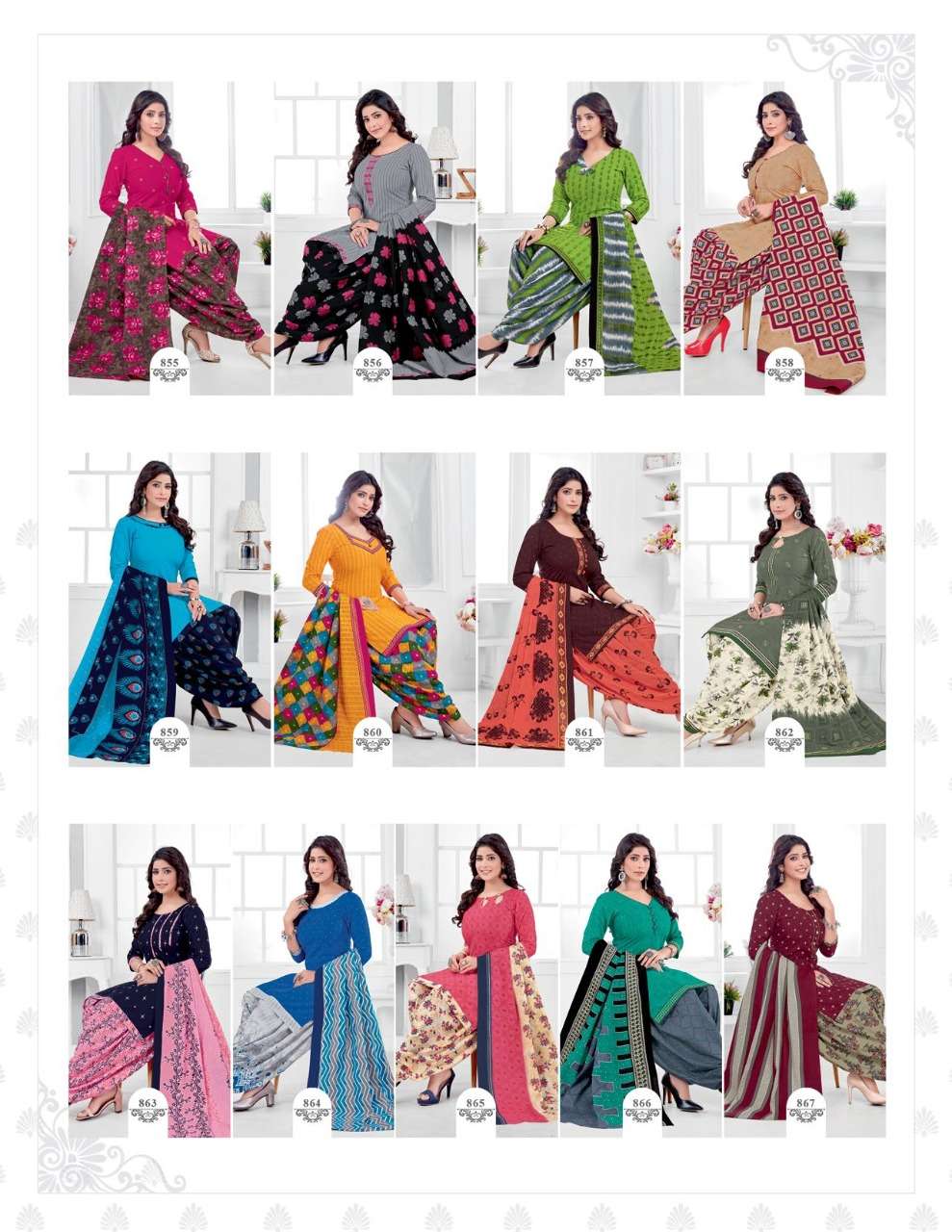 GEET PATIYALA VOL-8 BY KUBER 855 TO 867 SERIES BEAUTIFUL SUITS COLORFUL STYLISH FANCY CASUAL WEAR & ETHNIC WEAR PURE COTTON PRINT DRESSES AT WHOLESALE PRICE