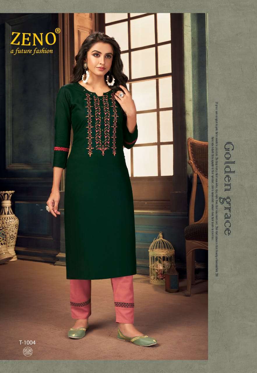 TITOS VOL-1 BY ZENO 1001 TO 1008 SERIES DESIGNER STYLISH FANCY COLORFUL BEAUTIFUL PARTY WEAR & ETHNIC WEAR COLLECTION RAYON EMBROIDERY KURTIS WITH BOTTOM AT WHOLESALE PRICE