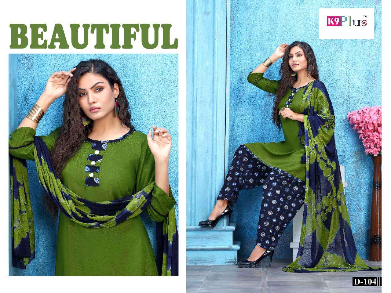 PRATIGAYA VOL-10 BY K9 PLUS 101 TO 108 SERIES BEAUTIFUL STYLISH PATIYALA SUITS FANCY COLORFUL CASUAL WEAR & ETHNIC WEAR & READY TO WEAR RAYON PLAIN SILAI WORK DRESSES AT WHOLESALE PRICE