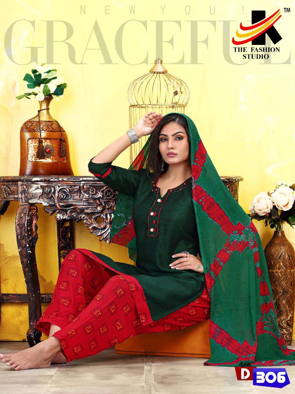 DRISHTI BY THE FASHION STUDIO 301 TO 307 SERIES BEAUTIFUL STYLISH PATIYALA SUITS FANCY COLORFUL CASUAL WEAR & ETHNIC WEAR & READY TO WEAR RAYON PLAIN SILAI WORK DRESSES AT WHOLESALE PRICE