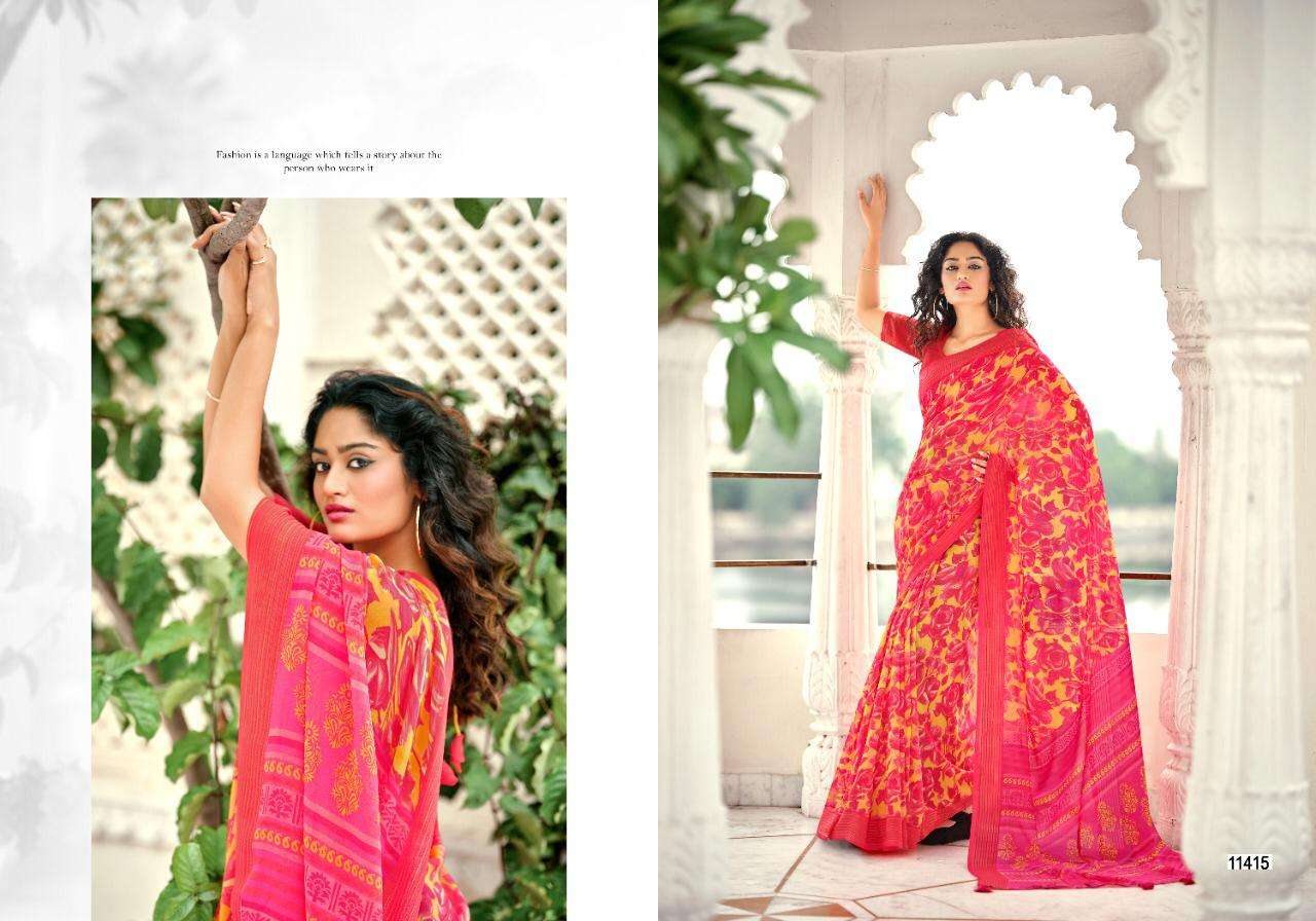 JODHA VOL-8 BY 5D DESIGNER 11411 TO 11420 SERIES INDIAN TRADITIONAL WEAR COLLECTION BEAUTIFUL STYLISH FANCY COLORFUL PARTY WEAR & OCCASIONAL WEAR PURE GEORGETTE SAREES AT WHOLESALE PRICE