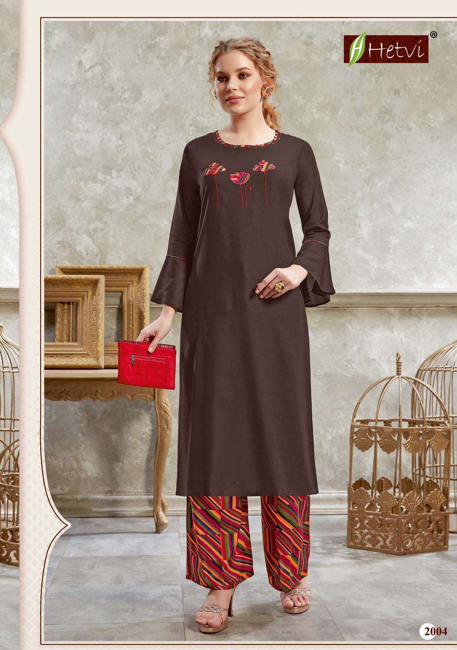 NIDHI BY HETVI 2001 TO 2006 SERIES DESIGNER STYLISH FANCY COLORFUL BEAUTIFUL PARTY WEAR & ETHNIC WEAR COLLECTION RAYON SLUB KURTIS WITH BOTTOM AT WHOLESALE PRICE