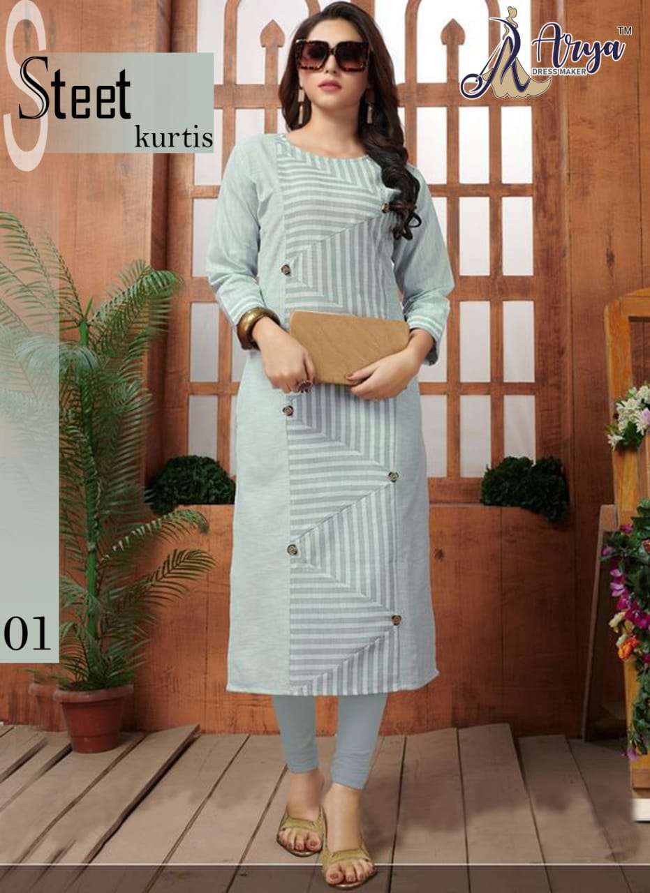 STEET BY ARYA 01 TO 06 SERIES DESIGNER STYLISH FANCY COLORFUL BEAUTIFUL PARTY WEAR & ETHNIC WEAR COLLECTION RAYON DIGITAL PRINT KURTIS AT WHOLESALE PRICE