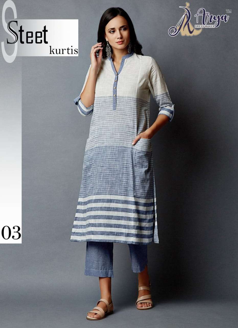STEET BY ARYA 01 TO 06 SERIES DESIGNER STYLISH FANCY COLORFUL BEAUTIFUL PARTY WEAR & ETHNIC WEAR COLLECTION RAYON DIGITAL PRINT KURTIS AT WHOLESALE PRICE