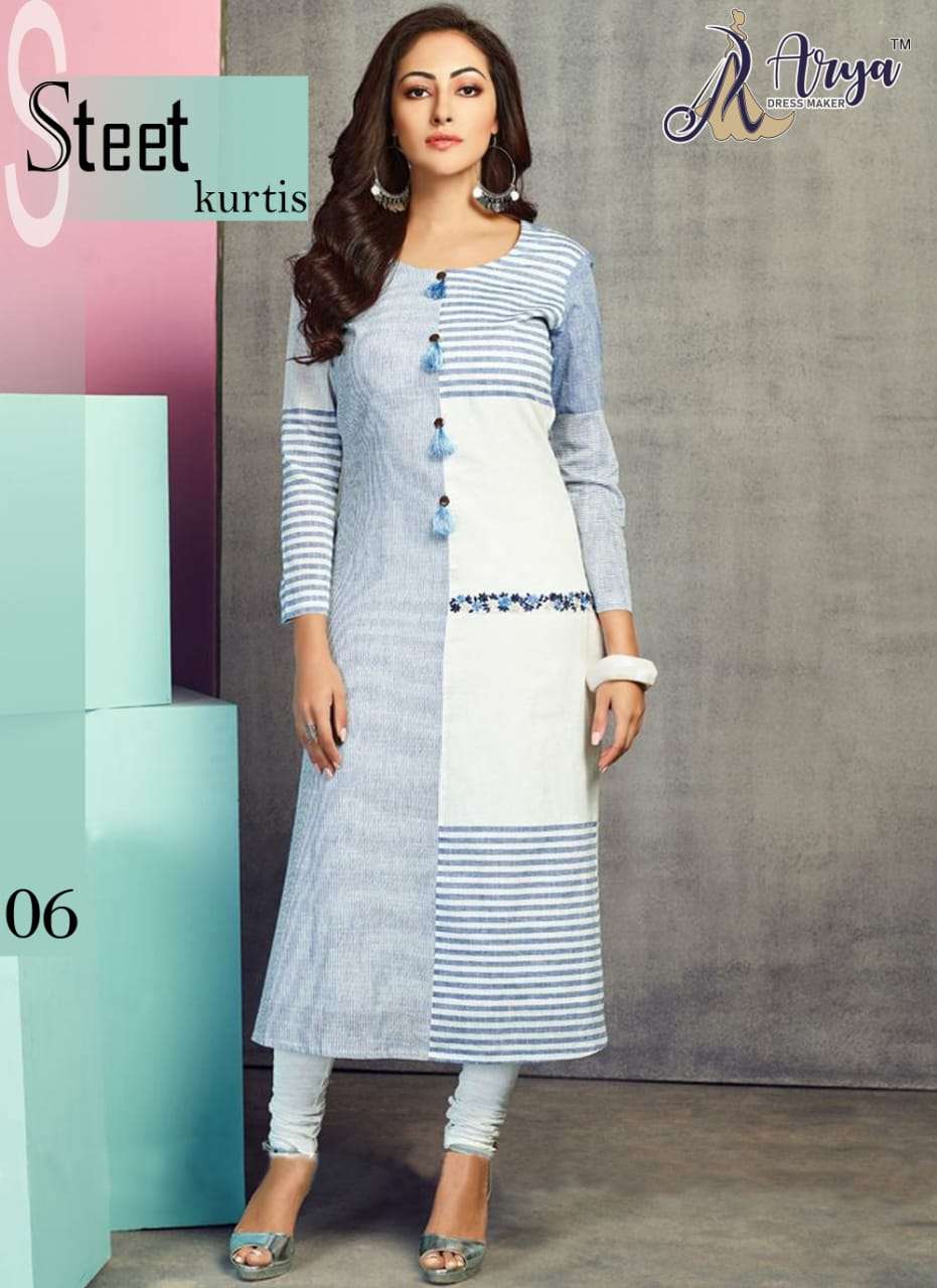 STEET BY ARYA 01 TO 06 SERIES DESIGNER STYLISH FANCY COLORFUL BEAUTIFUL PARTY WEAR & ETHNIC WEAR COLLECTION RAYON DIGITAL PRINT KURTIS AT WHOLESALE PRICE