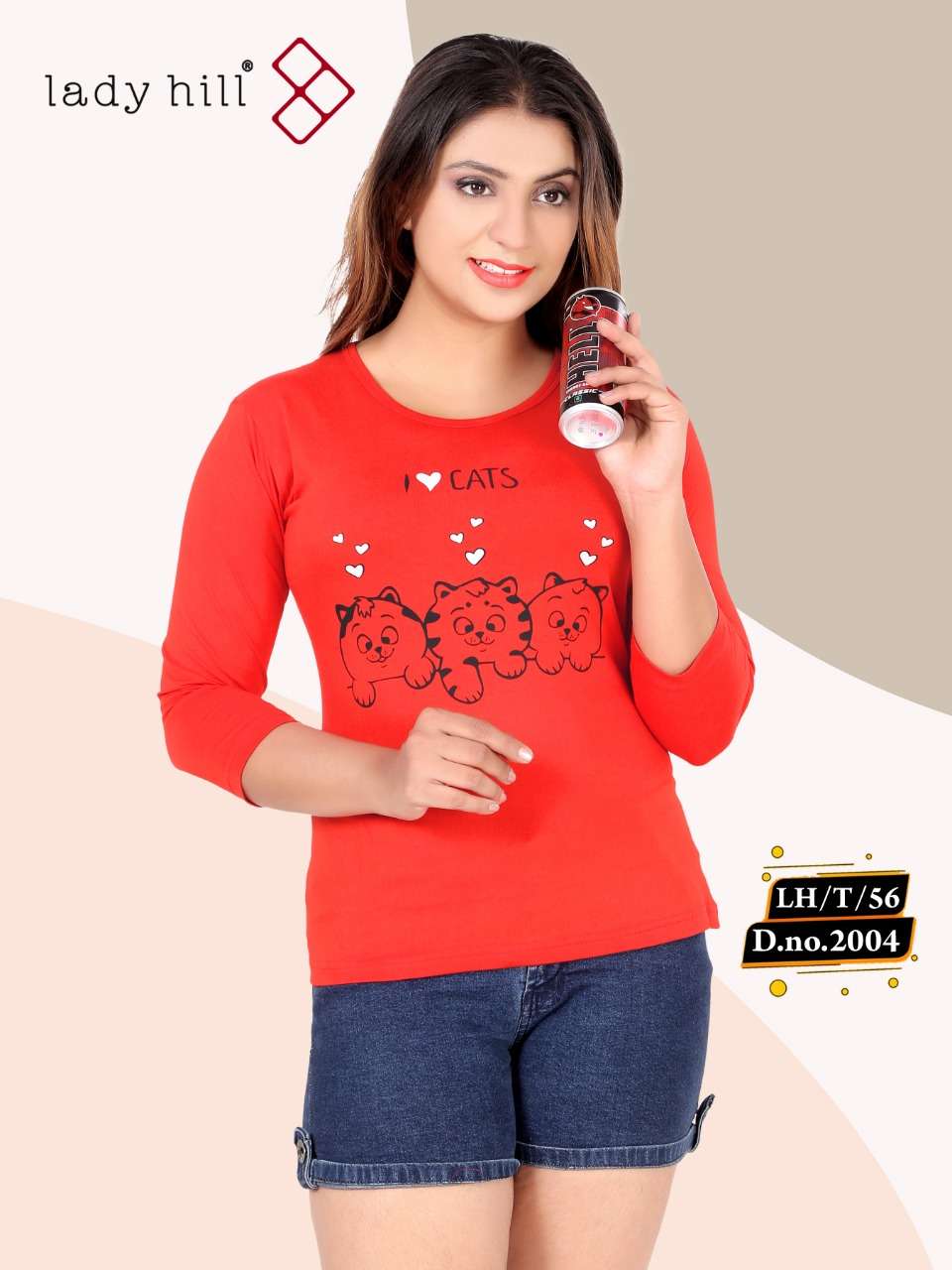 LADY HILL VOL-56 BY LADY HILL 2004-A TO 2004-H SERIES BEAUTIFUL COLORFUL STYLISH FANCY CASUAL WEAR & READY TO WEAR COTTON HOSIERY TOPS AT WHOLESALE PRICE