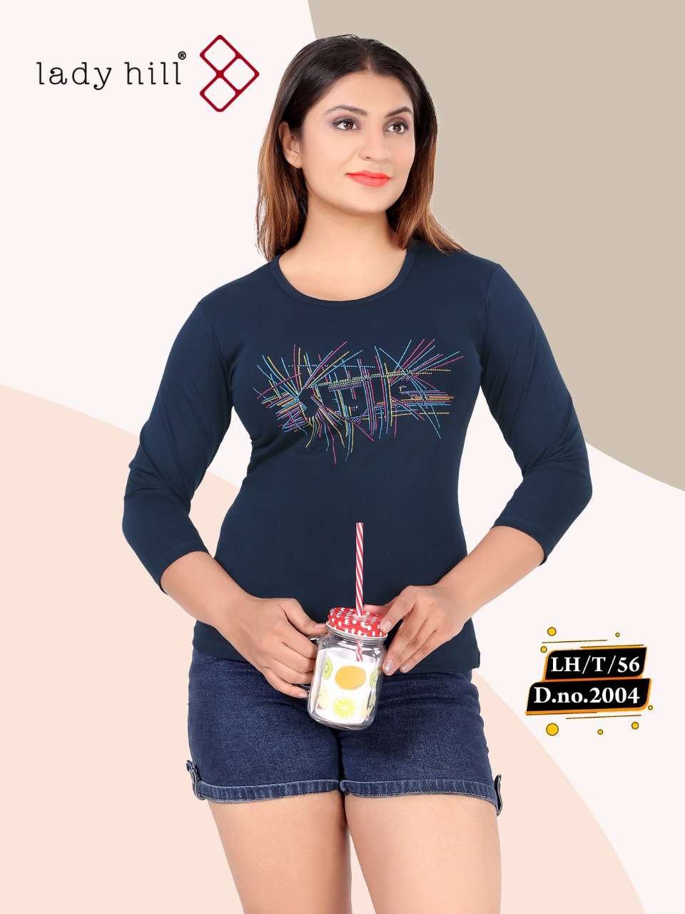 LADY HILL VOL-56 BY LADY HILL 2004-A TO 2004-H SERIES BEAUTIFUL COLORFUL STYLISH FANCY CASUAL WEAR & READY TO WEAR COTTON HOSIERY TOPS AT WHOLESALE PRICE