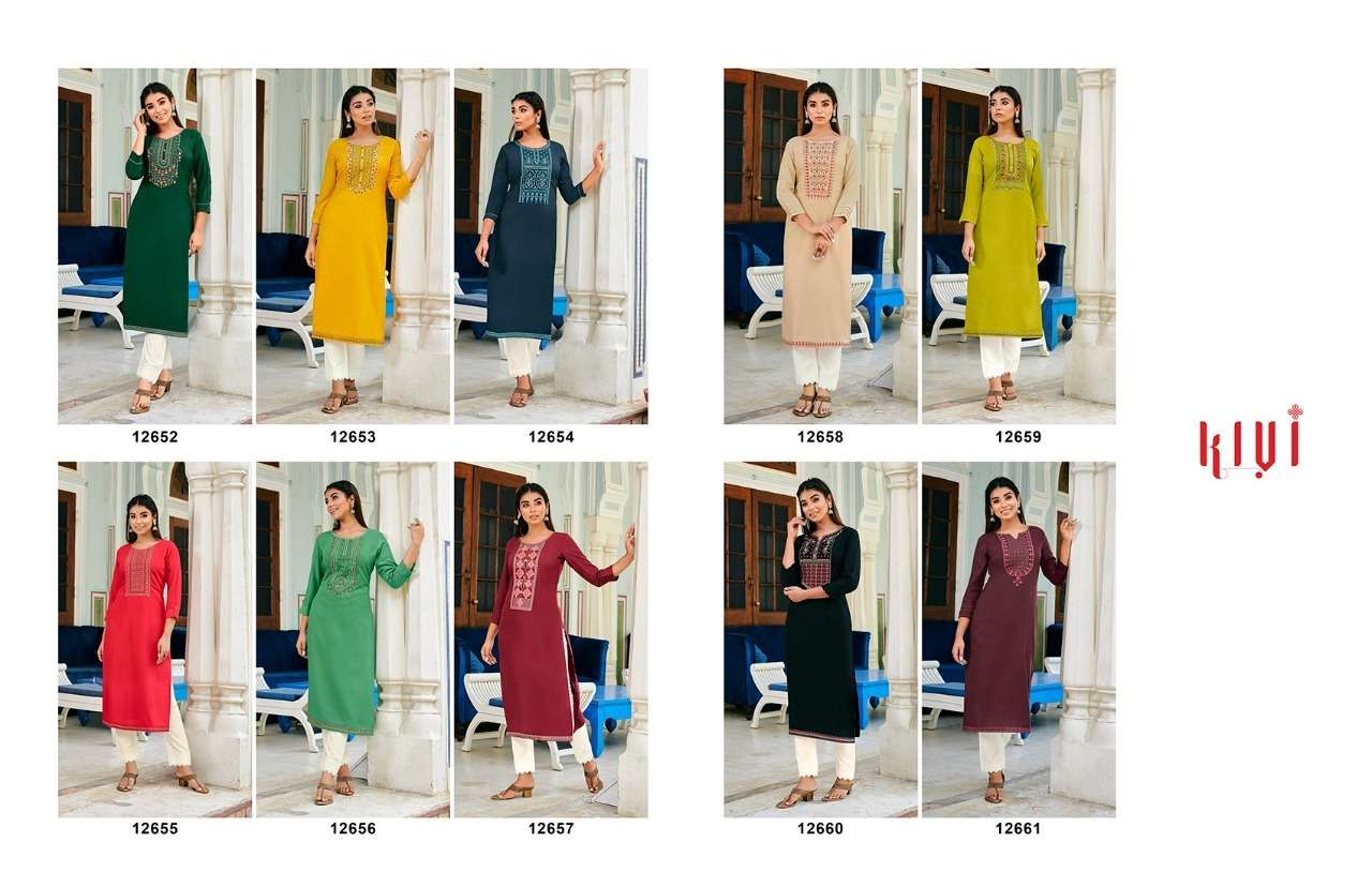 KIVI 12652 SERIES BY KIVI 12652 TO 12661 SERIES DESIGNER STYLISH FANCY COLORFUL BEAUTIFUL PARTY WEAR & ETHNIC WEAR COLLECTION FANCY LINING WITH WORK KURTIS AT WHOLESALE PRICE