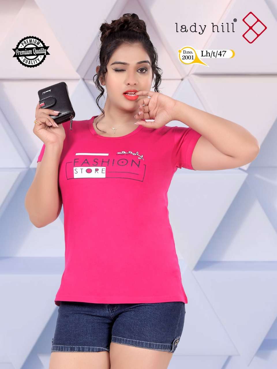 LADY HILL VOL-47 BY LADY HILL 2001-A TO 2001-J SERIES BEAUTIFUL COLORFUL STYLISH FANCY CASUAL WEAR & READY TO WEAR COTTON HOSIERY TOPS AT WHOLESALE PRICE