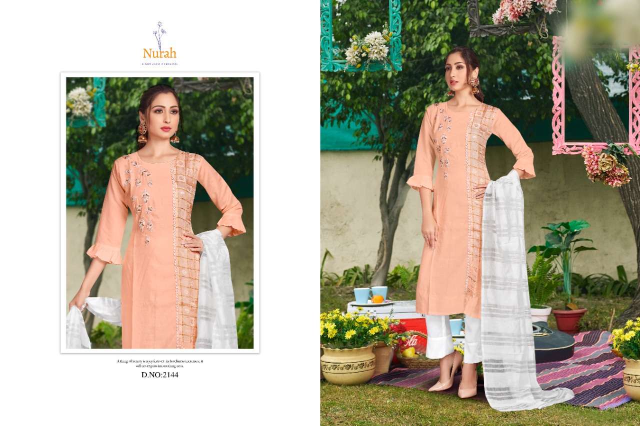 NIMRAT VOL-2 BY NURAH 2142 TO 2145 SERIES BEAUTIFUL SUITS COLORFUL STYLISH FANCY CASUAL WEAR & ETHNIC WEAR FANCY SILK WITH WORK DRESSES AT WHOLESALE PRICE