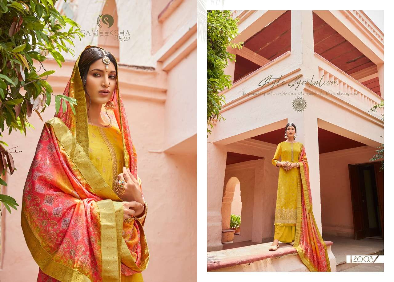 MANDAKINI BY SAMEEKSHA DESIGNER 2001 TO 2008 SERIES BEAUTIFUL SUITS COLORFUL STYLISH FANCY CASUAL WEAR & ETHNIC WEAR PURE FANCY JACQUARD DRESSES AT WHOLESALE PRICE