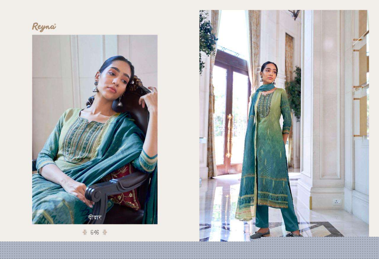 ROOH BY REYNA 641 TO 647 SERIES BEAUTIFUL SUITS COLORFUL STYLISH FANCY CASUAL WEAR & ETHNIC WEAR PURE BEMBERG SILK DIGITAL PRINT WITH WORK DRESSES AT WHOLESALE PRICE